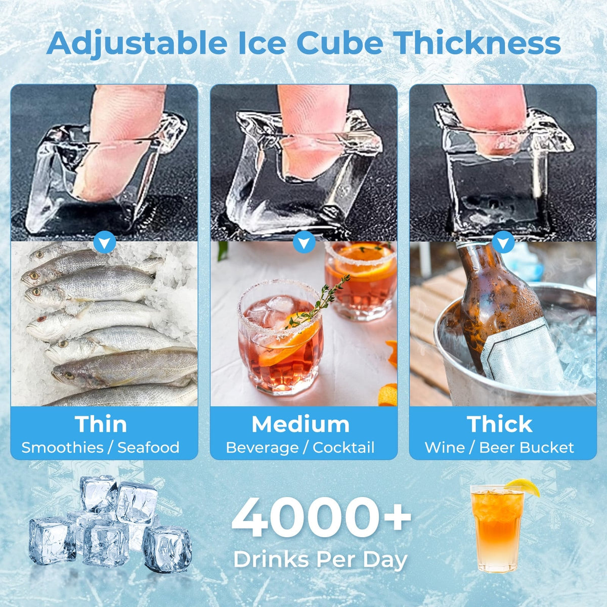Commercial Ice Maker Machine 418 LBS/24H with 200 LBS Storage Bin-Silver-Ice Makers-DECOROLALA