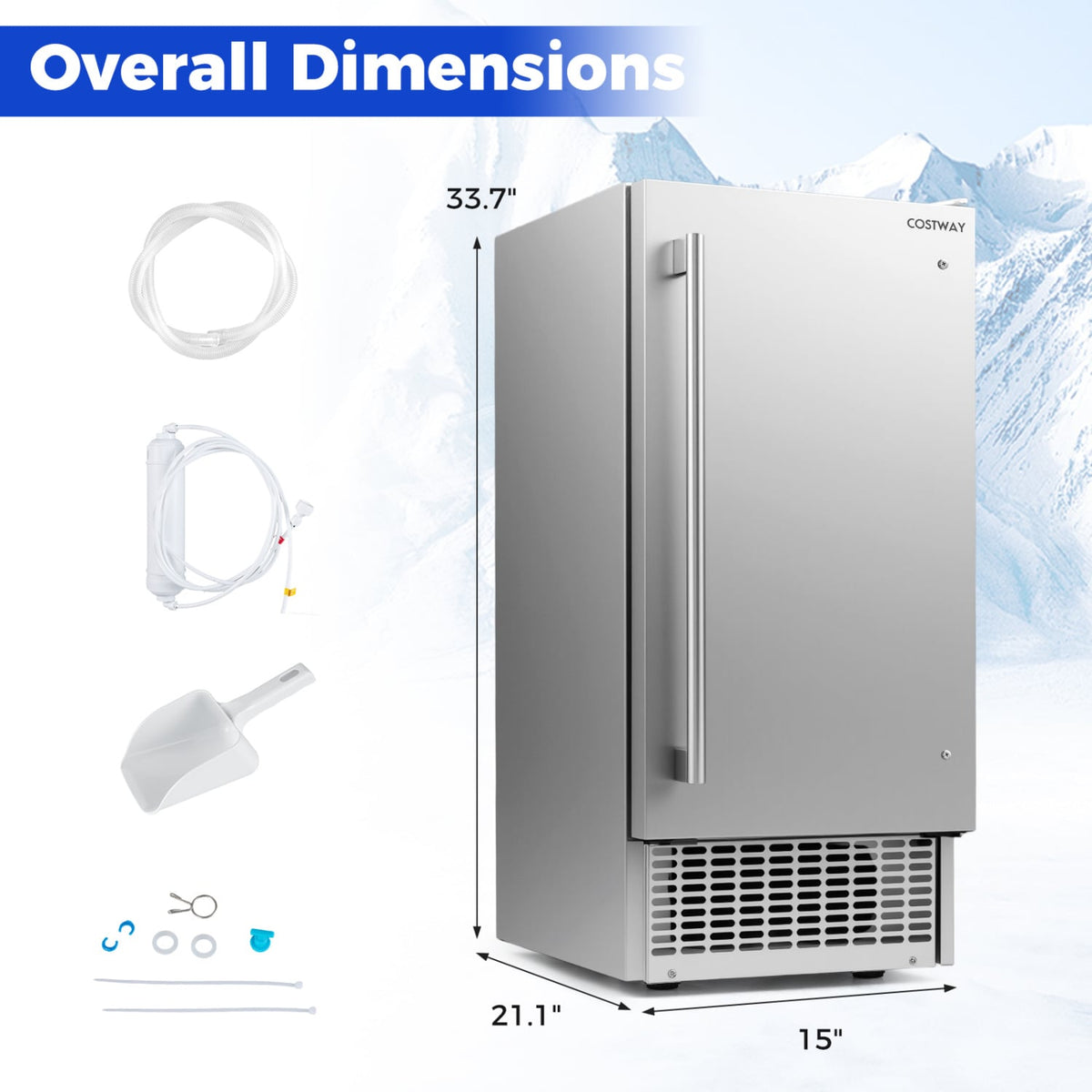 Commercial Ice Maker with 25 lbs Storage Capacity for Home Bar Cafe-Ice Makers-DECOROLALA