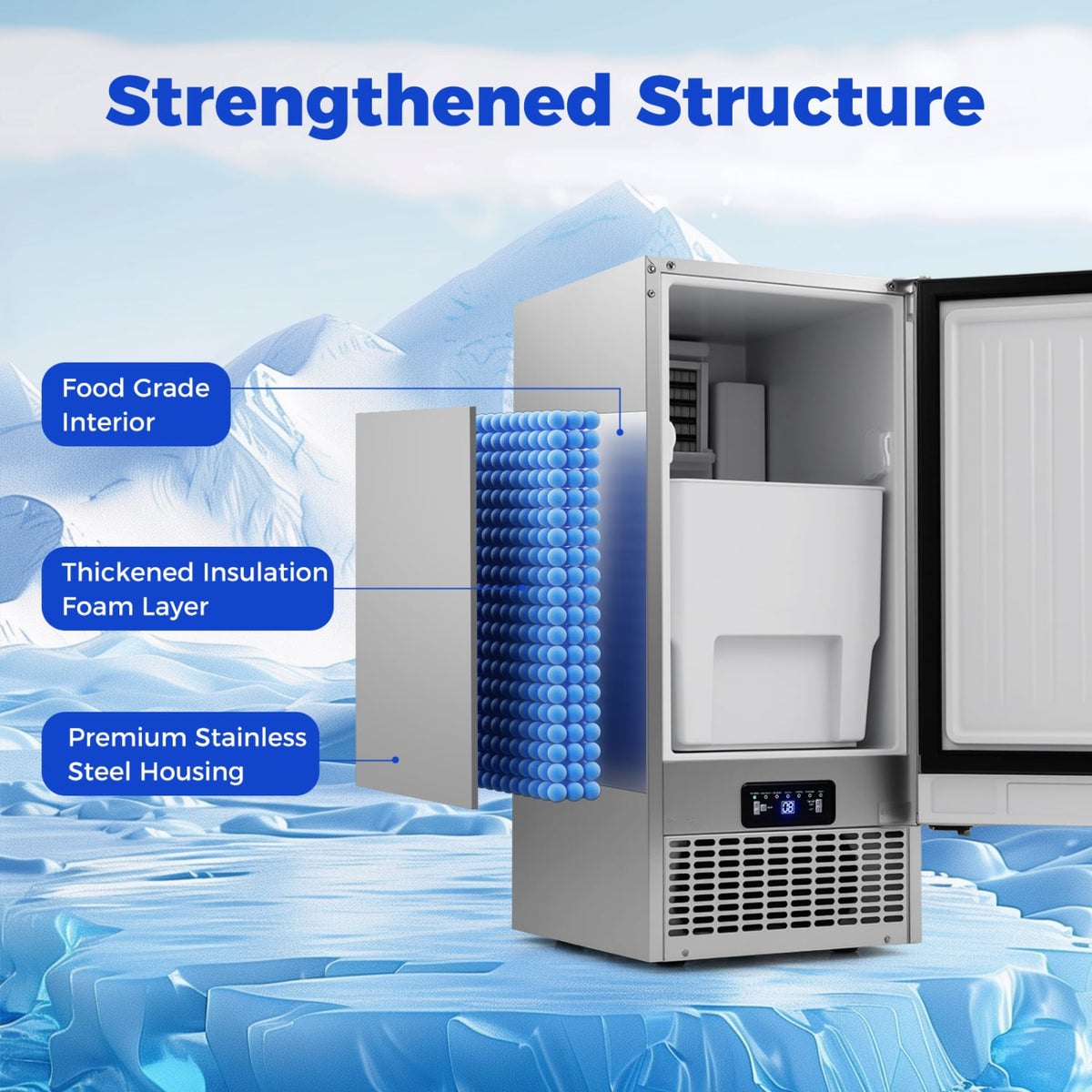 Commercial Ice Maker with 25 lbs Storage Capacity for Home Bar Cafe-Ice Makers-DECOROLALA