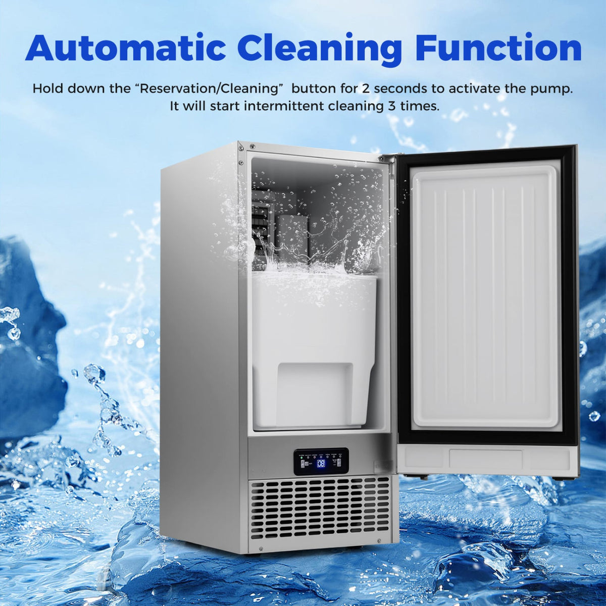 Commercial Ice Maker with 25 lbs Storage Capacity for Home Bar Cafe-Ice Makers-DECOROLALA