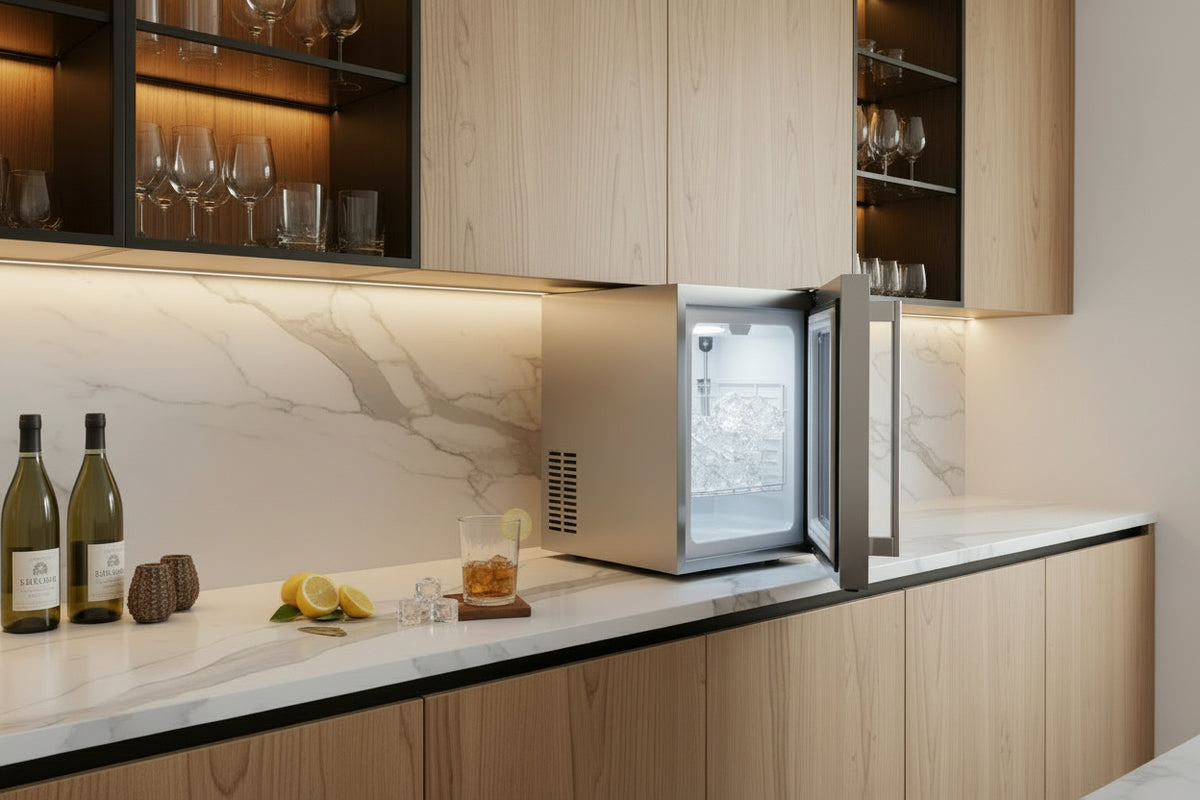 Commercial Under Counter Ice Maker - 90 lbs/Day, 15 Inch, Stainless-Ice Makers-DECOROLALA