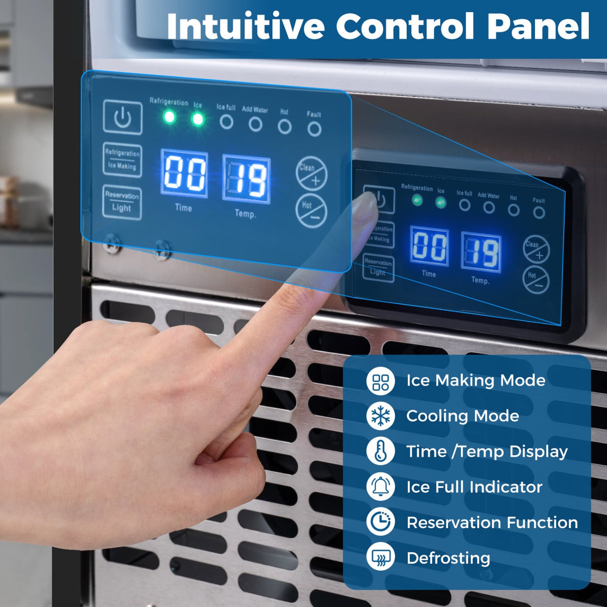 Commercial Under Counter Ice Maker 90 lbs/Day Built-in Freestanding Ice Making Machine-Ice Makers-DECOROLALA