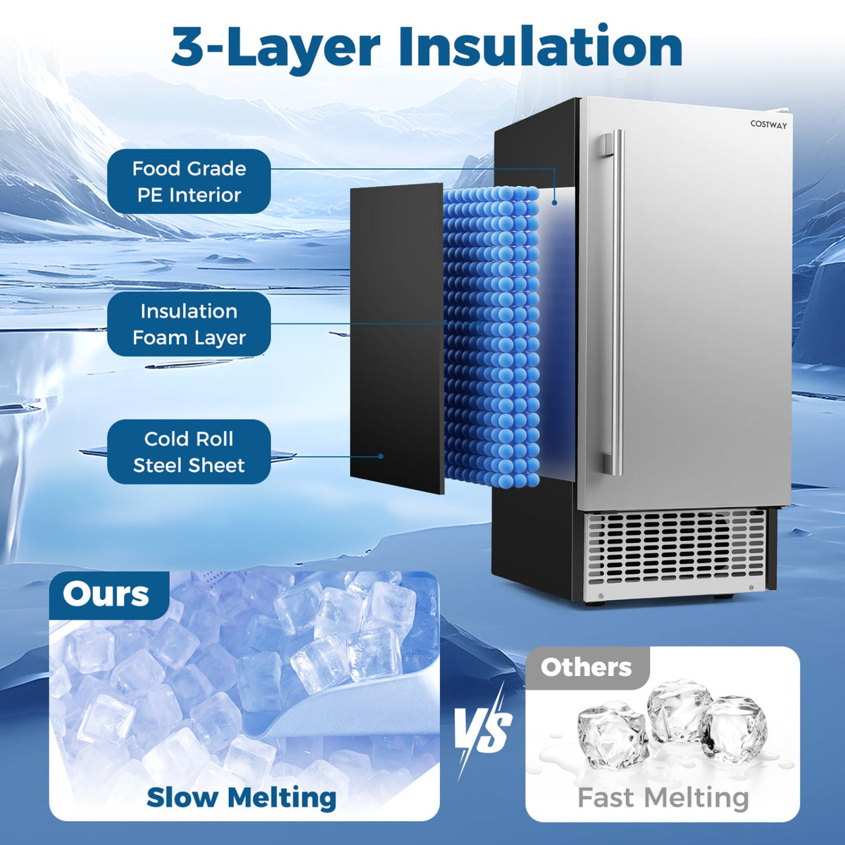 Commercial Under Counter Ice Maker 90 lbs/Day Built-in Freestanding Ice Making Machine-Ice Makers-DECOROLALA