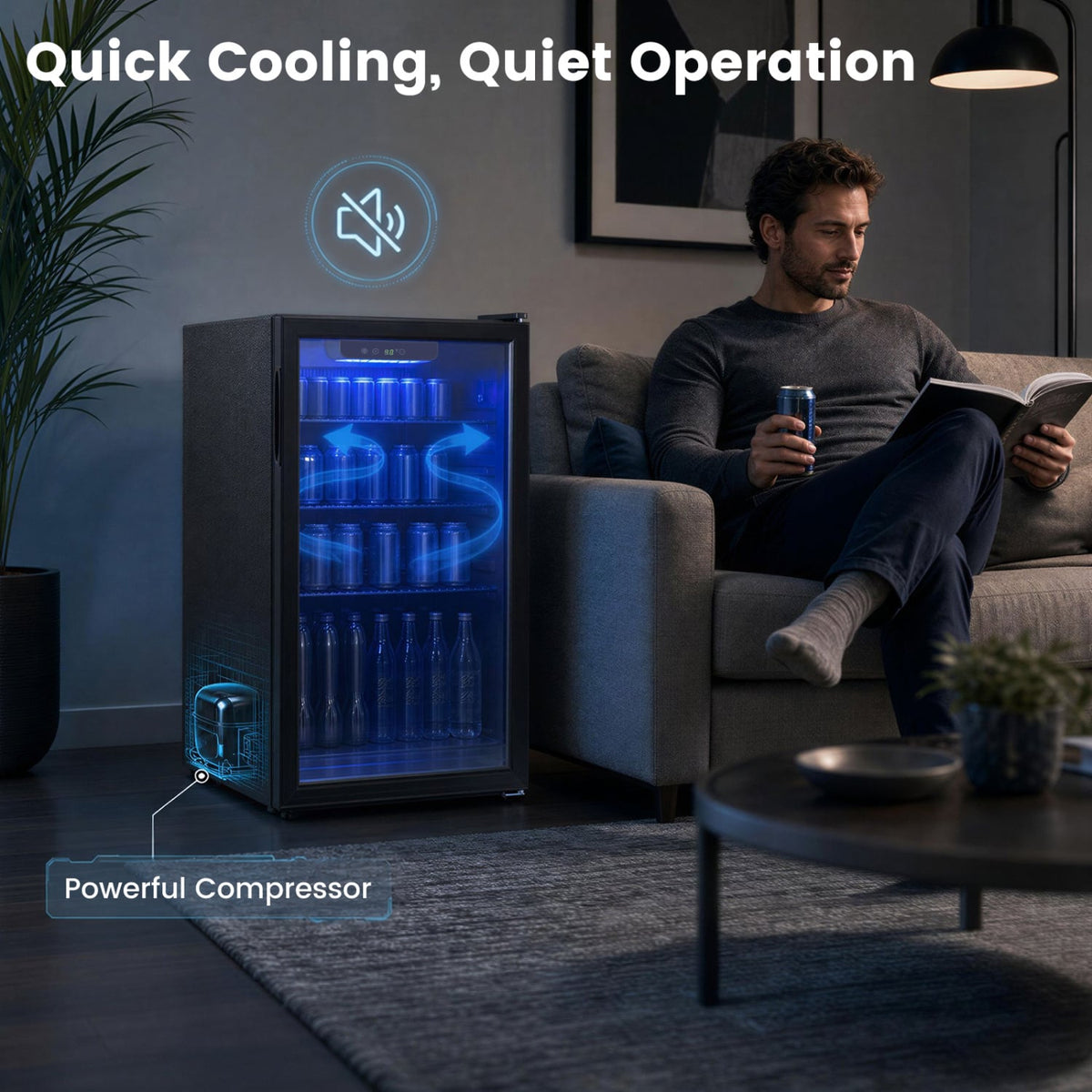 Compact Beverage Refrigerator with Glass Door and 4 Adjustable Shelves-Wine & Beverage Coolers-DECOROLALA