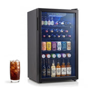 Compact Beverage Refrigerator with Glass Door and 4 Adjustable Shelves-Wine & Beverage Coolers-DECOROLALA