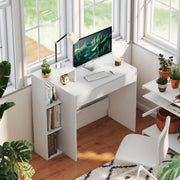 Compact Computer Desk with 3 Shelves and Drawer - White-Office Products > Office Furniture > Office Desks & Work Stations > Writing Desks-DECOROLALA