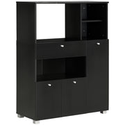 Compact Kitchen Buffet Storage Cabinet, Microwave Stand, Black-DECOROLALA