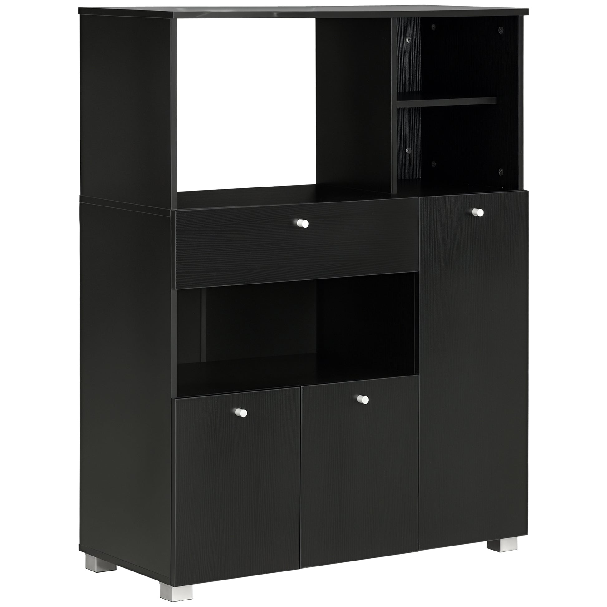 Compact Kitchen Buffet Storage Cabinet, Microwave Stand, Black-DECOROLALA