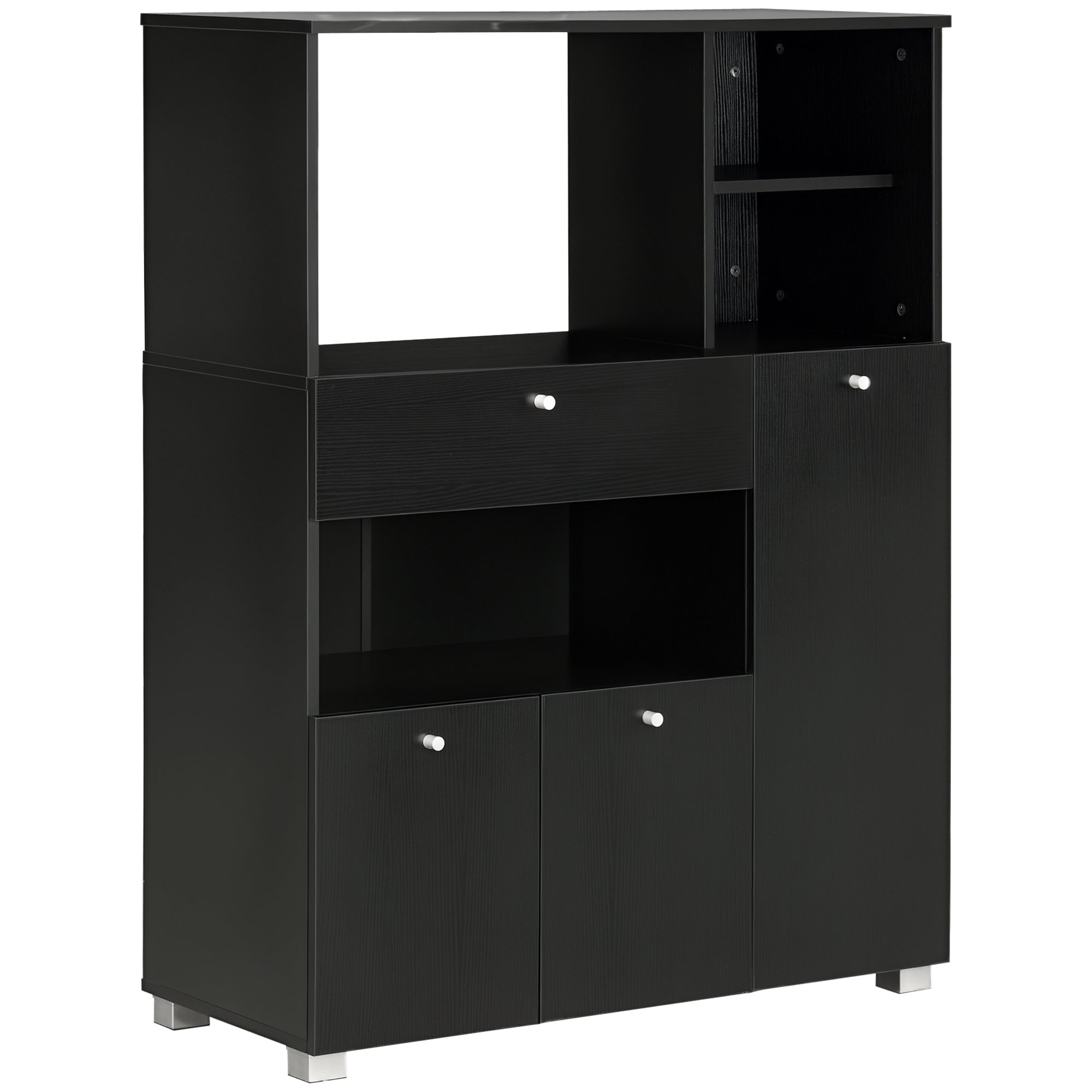 Compact Kitchen Buffet Storage Cabinet, Microwave Stand, Black-DECOROLALA