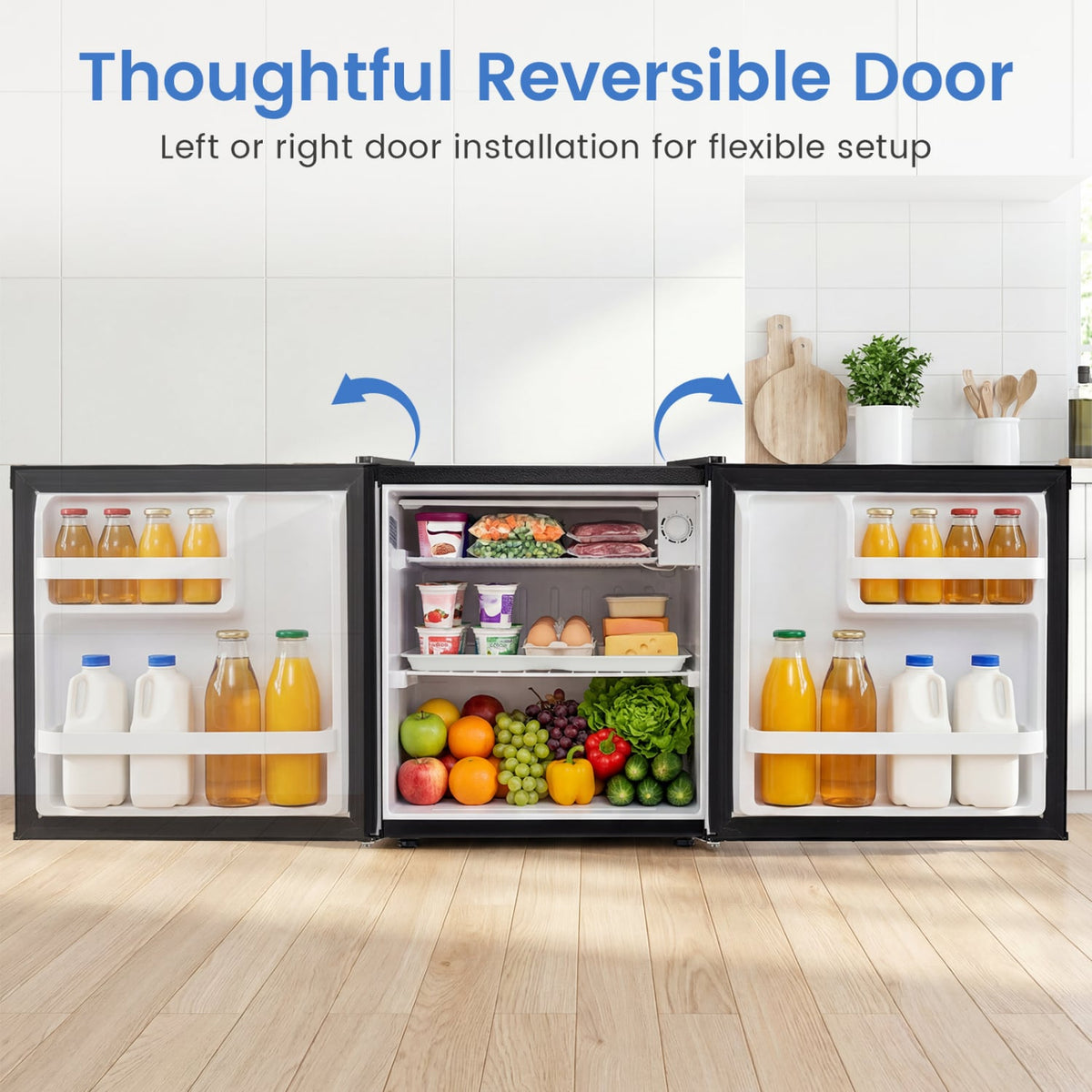 Compact Mini Fridge with 7-Level Adjustable Thermostat-Silver-Refrigerators-DECOROLALA