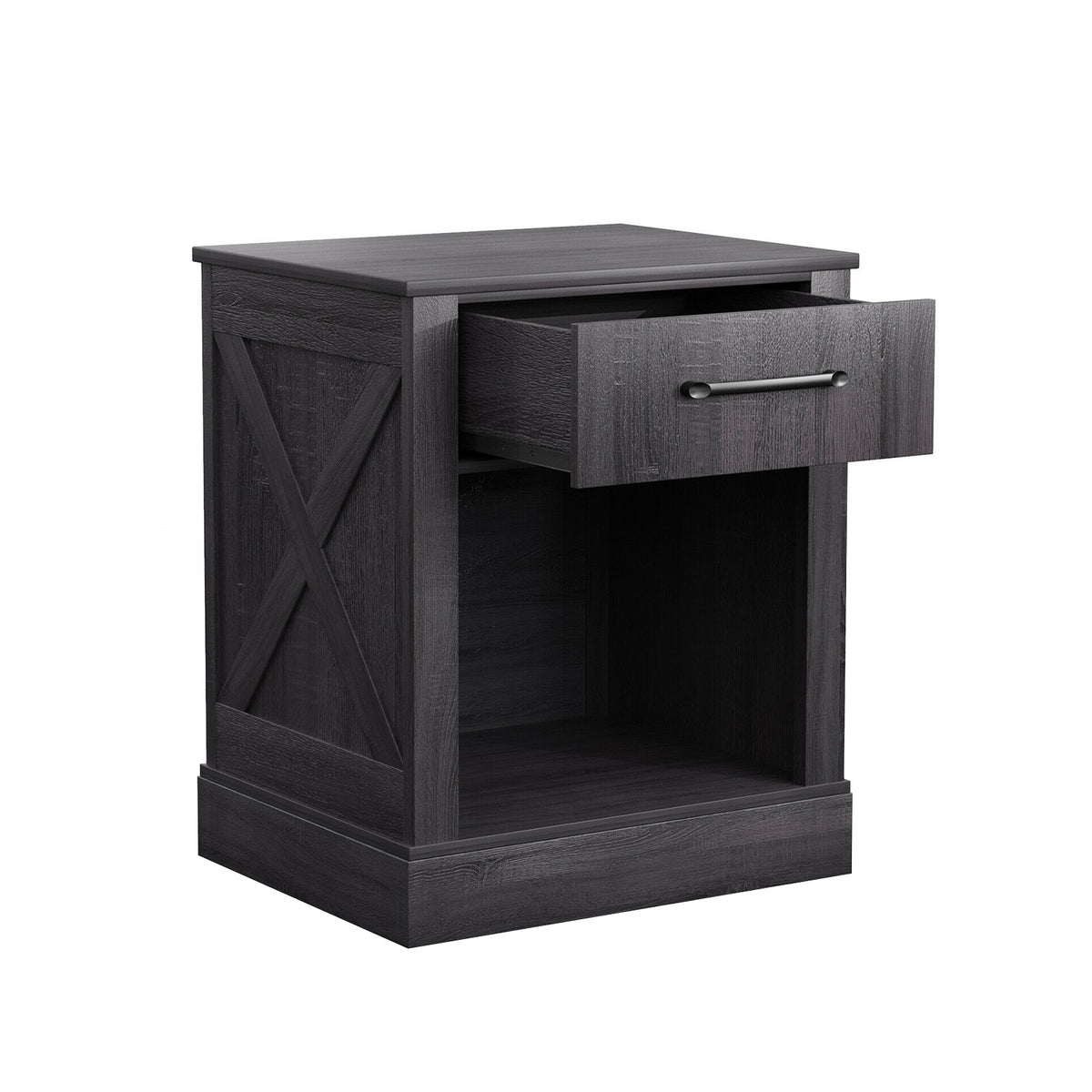 Compact Nightstand with Drawer and Shelf-Black-Nightstands-DECOROLALA