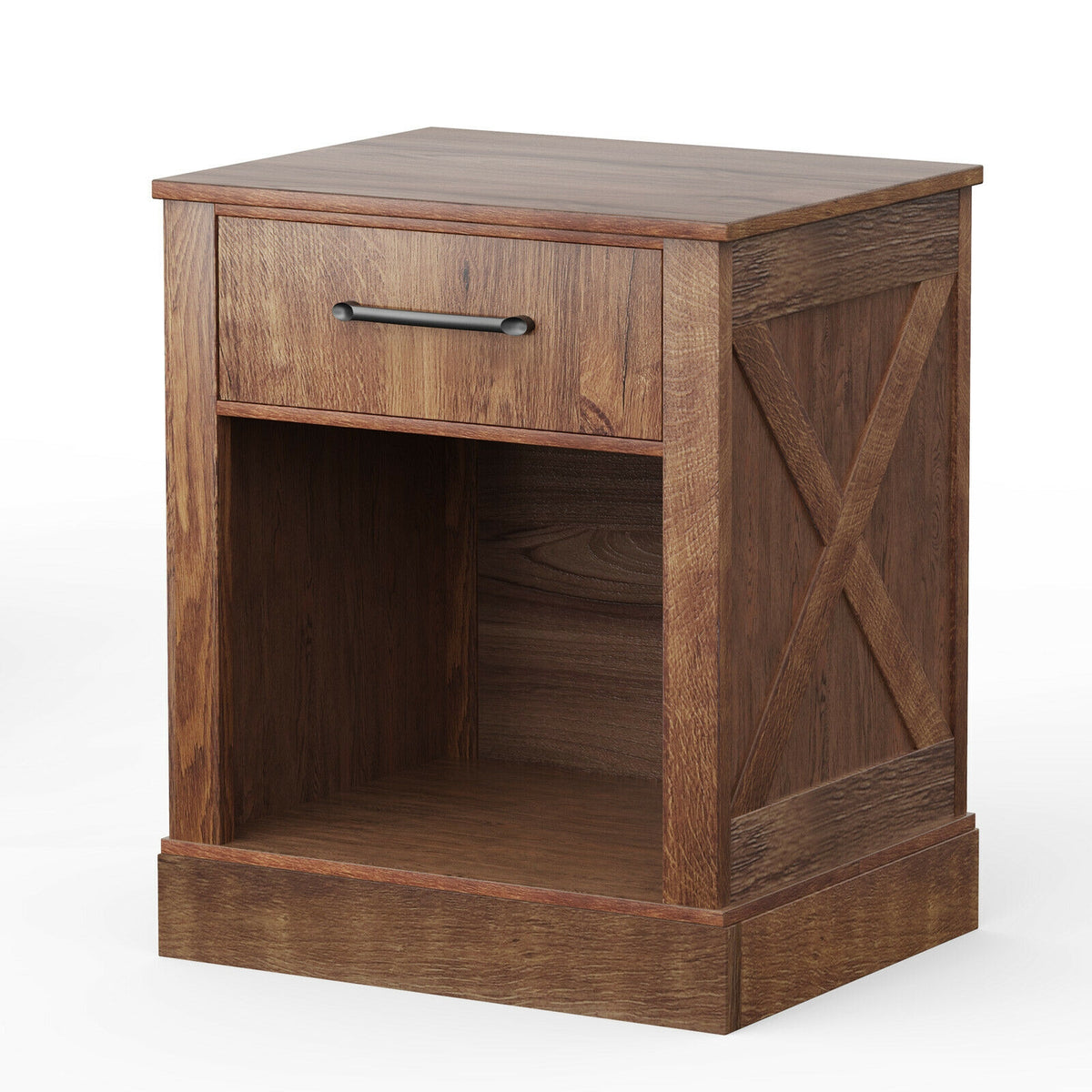 Compact Nightstand with Drawer and Shelf-Brown-Nightstands-DECOROLALA