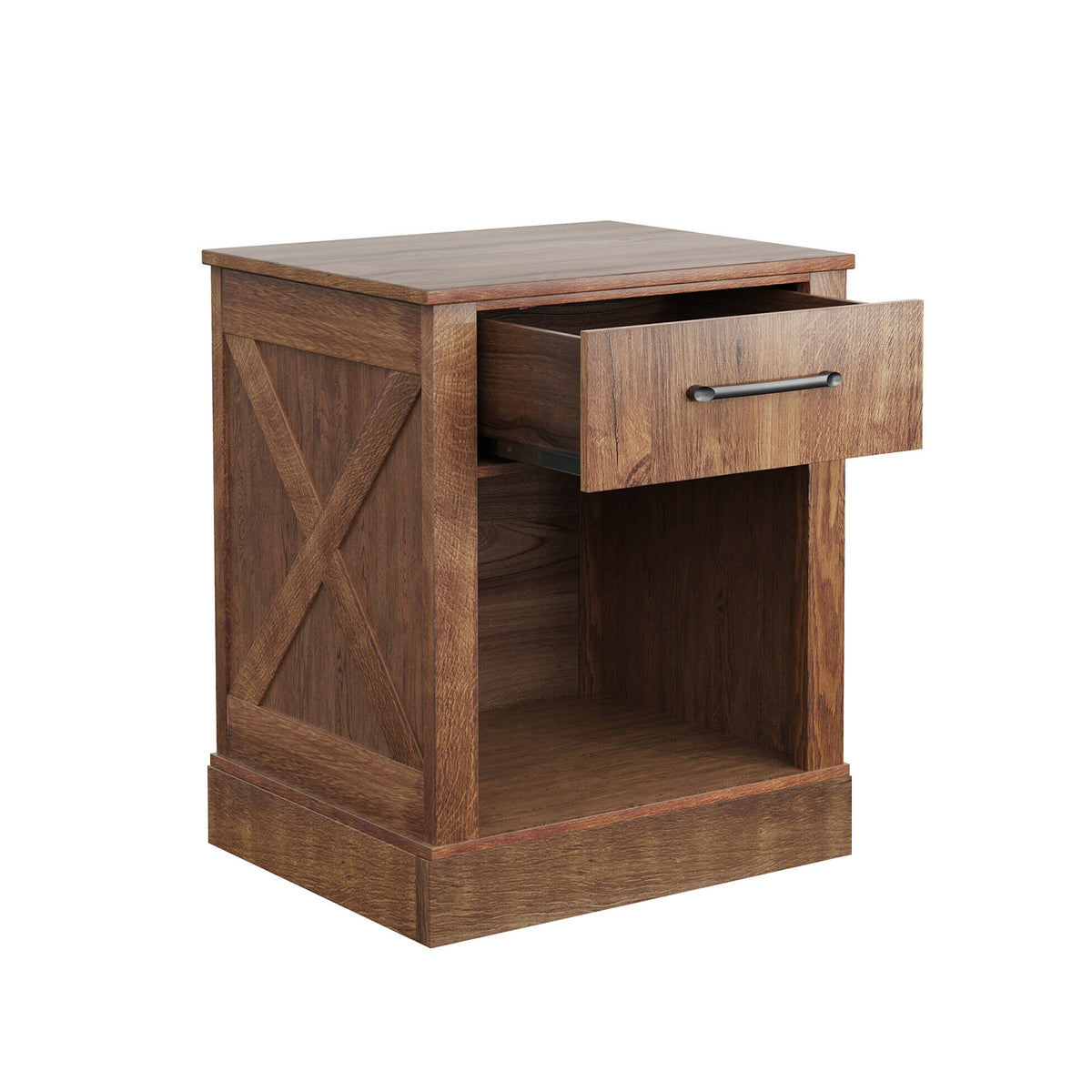 Compact Nightstand with Drawer and Shelf-Brown-Nightstands-DECOROLALA