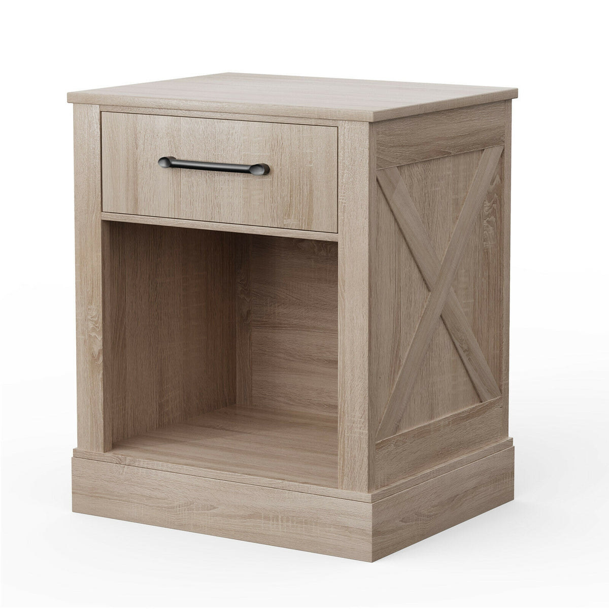 Compact Nightstand with Drawer and Shelf-Natural-Nightstands-DECOROLALA