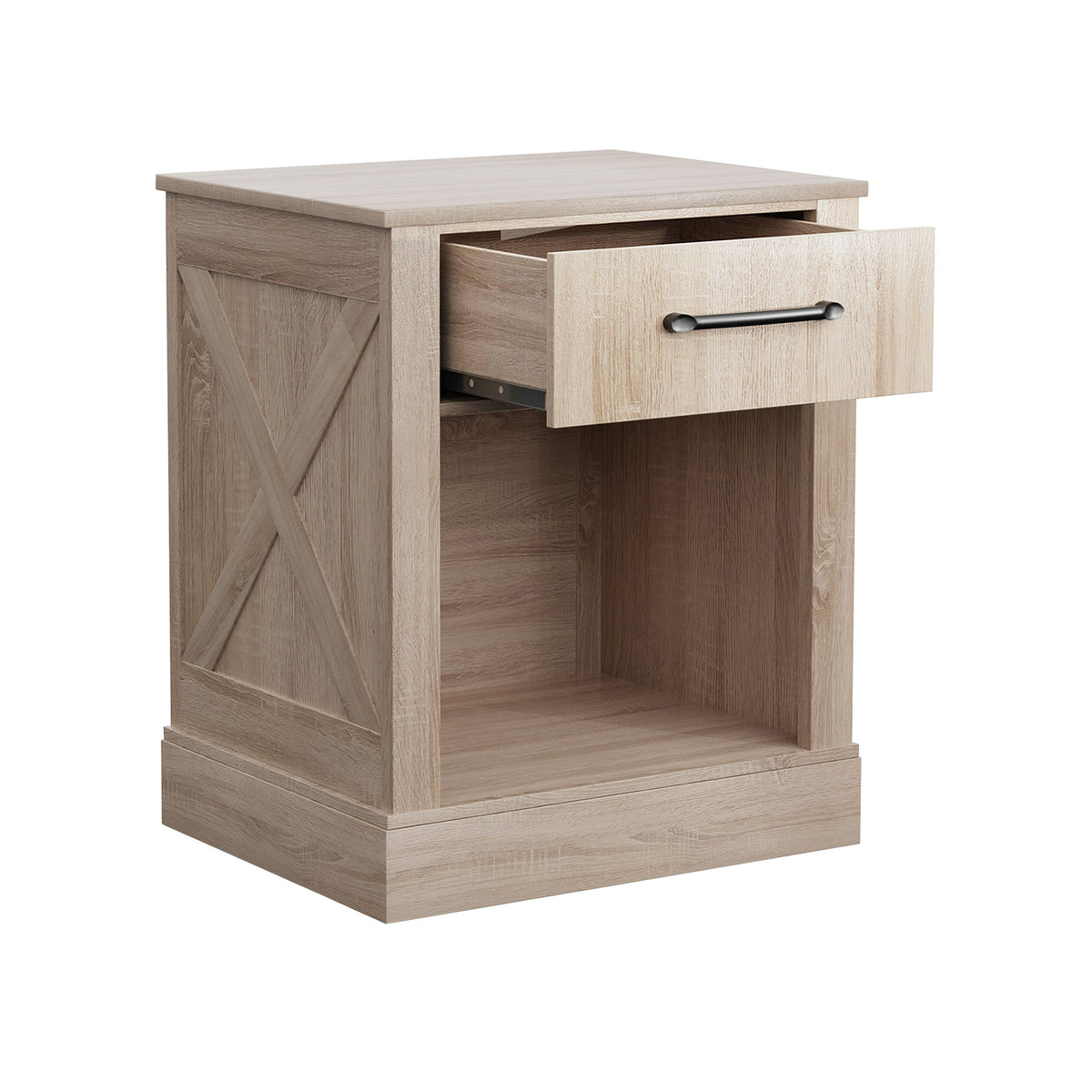 Compact Nightstand with Drawer and Shelf-Natural-Nightstands-DECOROLALA