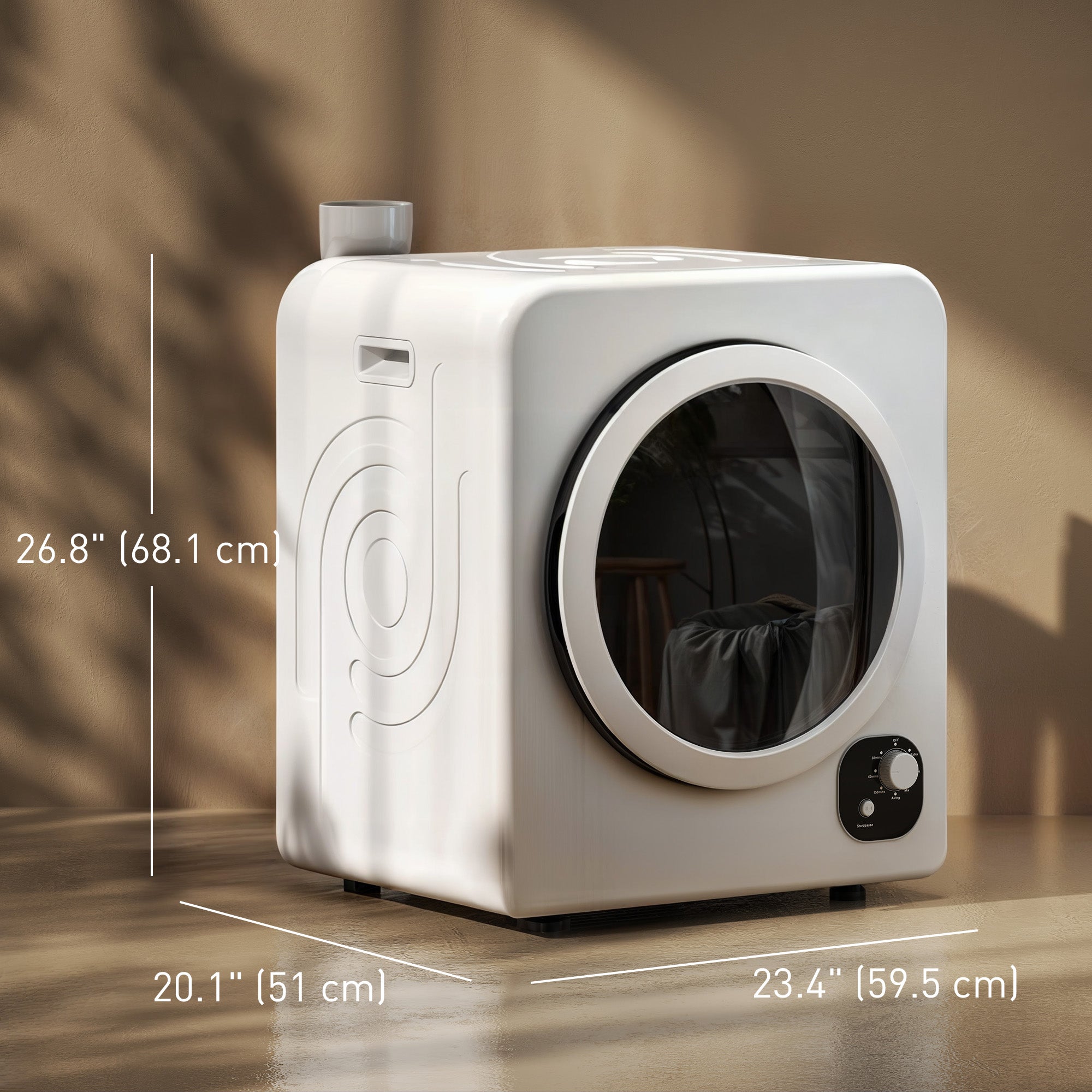 Compact Portable Laundry Dryer - 1300W 13lb White-DECOROLALA