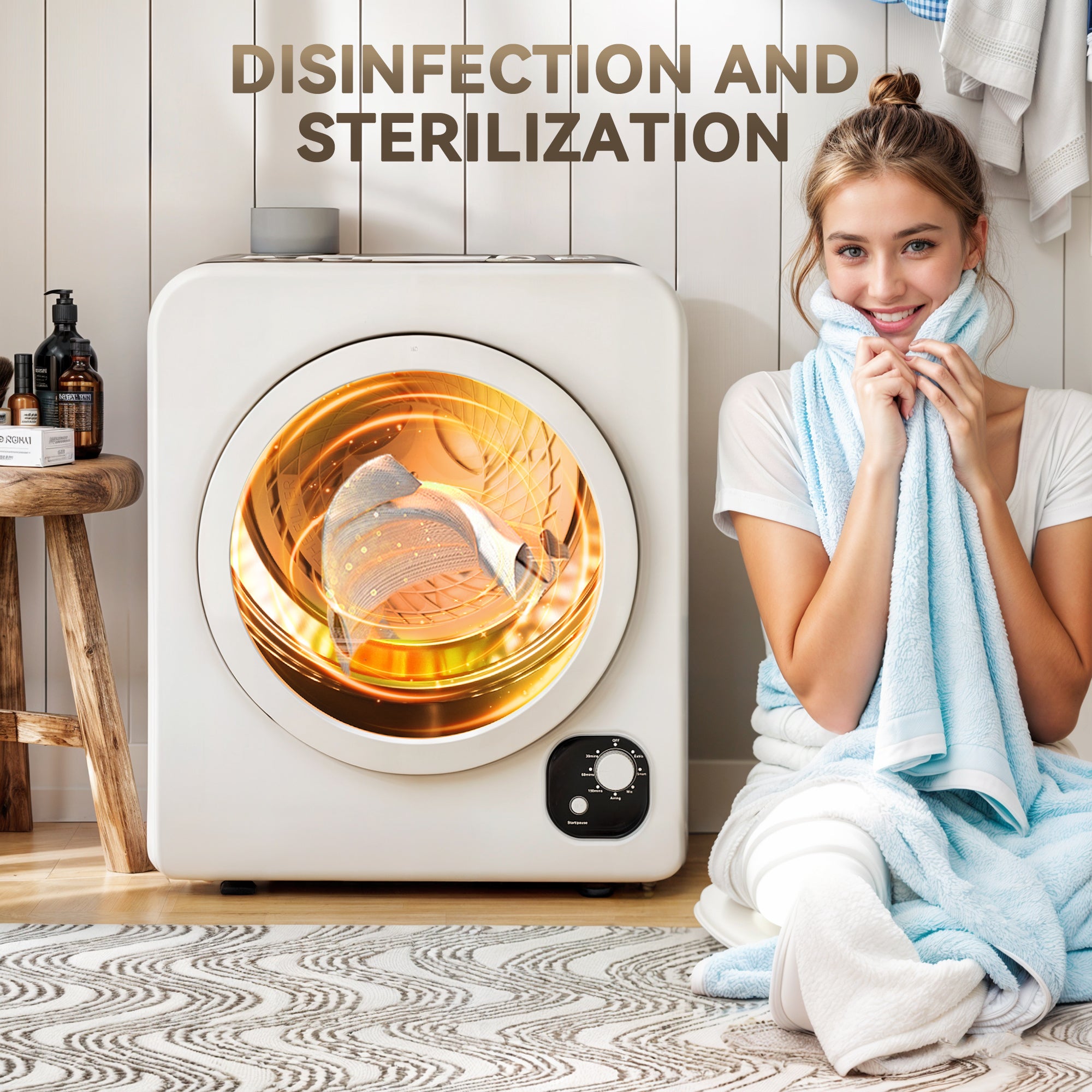 Compact Portable Laundry Dryer - 1300W 13lb White-DECOROLALA