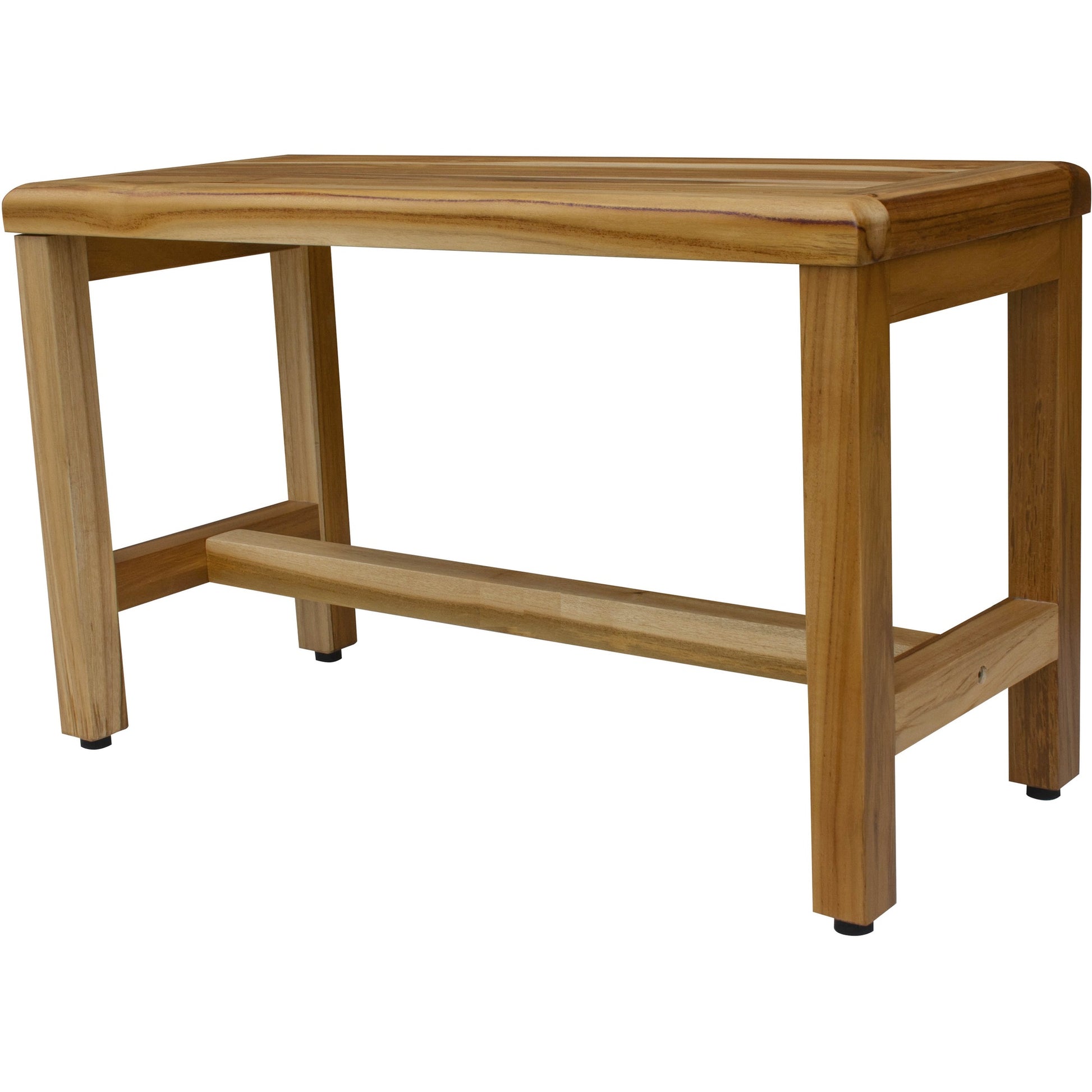 Compact Rectangular Teak Shower Outdoor Bench In Natural Finish-Shower Benches-DECOROLALA