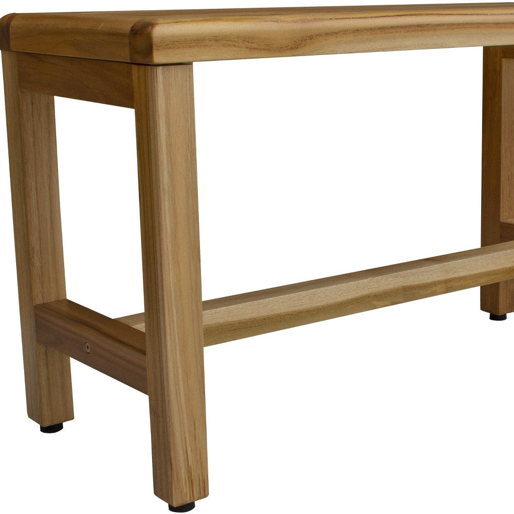 Compact Rectangular Teak Shower Outdoor Bench In Natural Finish-Shower Benches-DECOROLALA