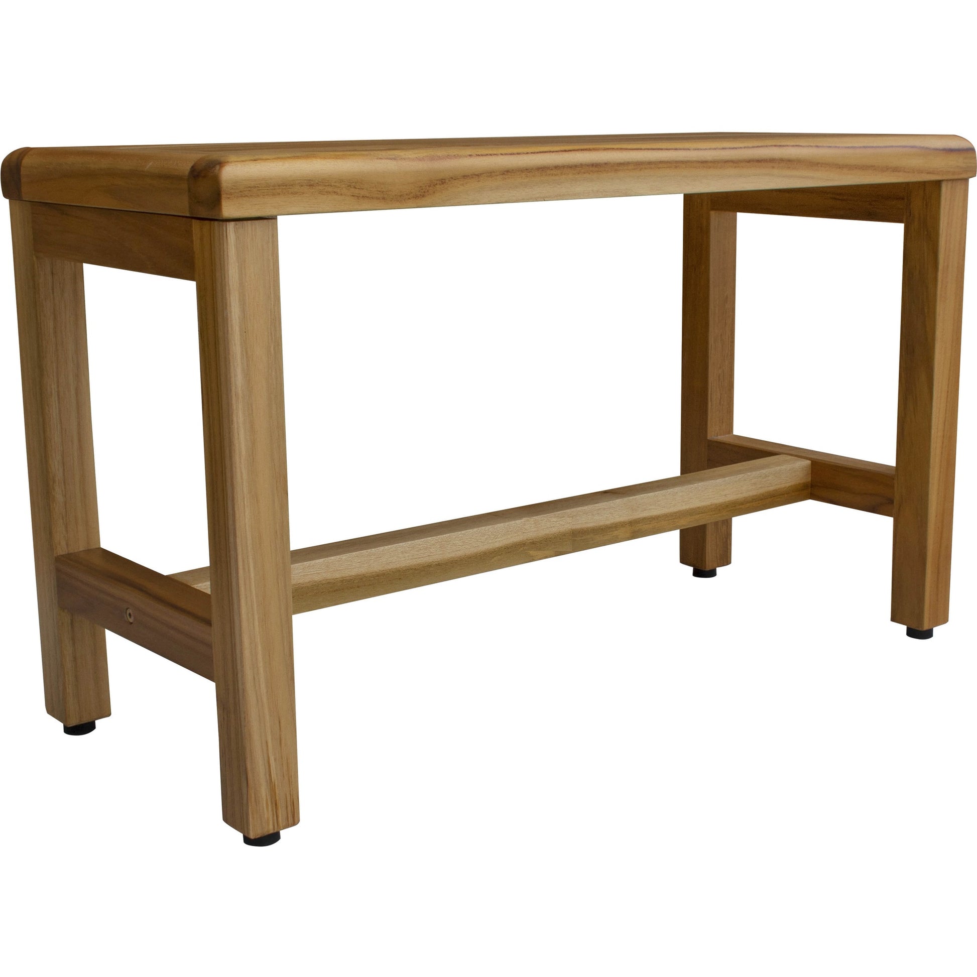 Compact Rectangular Teak Shower Outdoor Bench In Natural Finish-Shower Benches-DECOROLALA