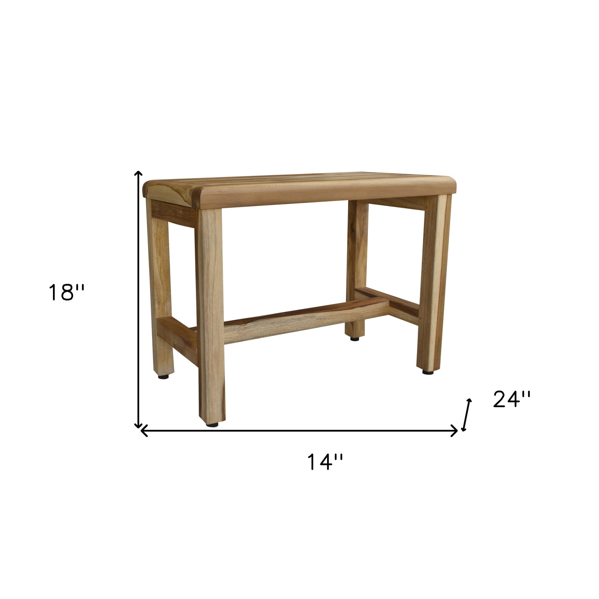 Compact Rectangular Teak Shower Outdoor Bench With Shelf In Natural Finish-Shower Benches-DECOROLALA