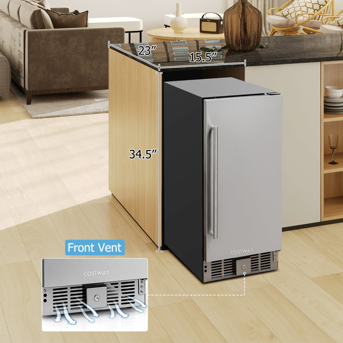 Compact Refrigerator with Adjustable Thermostat and Stainless Steel Door-Silver-Refrigerators-DECOROLALA