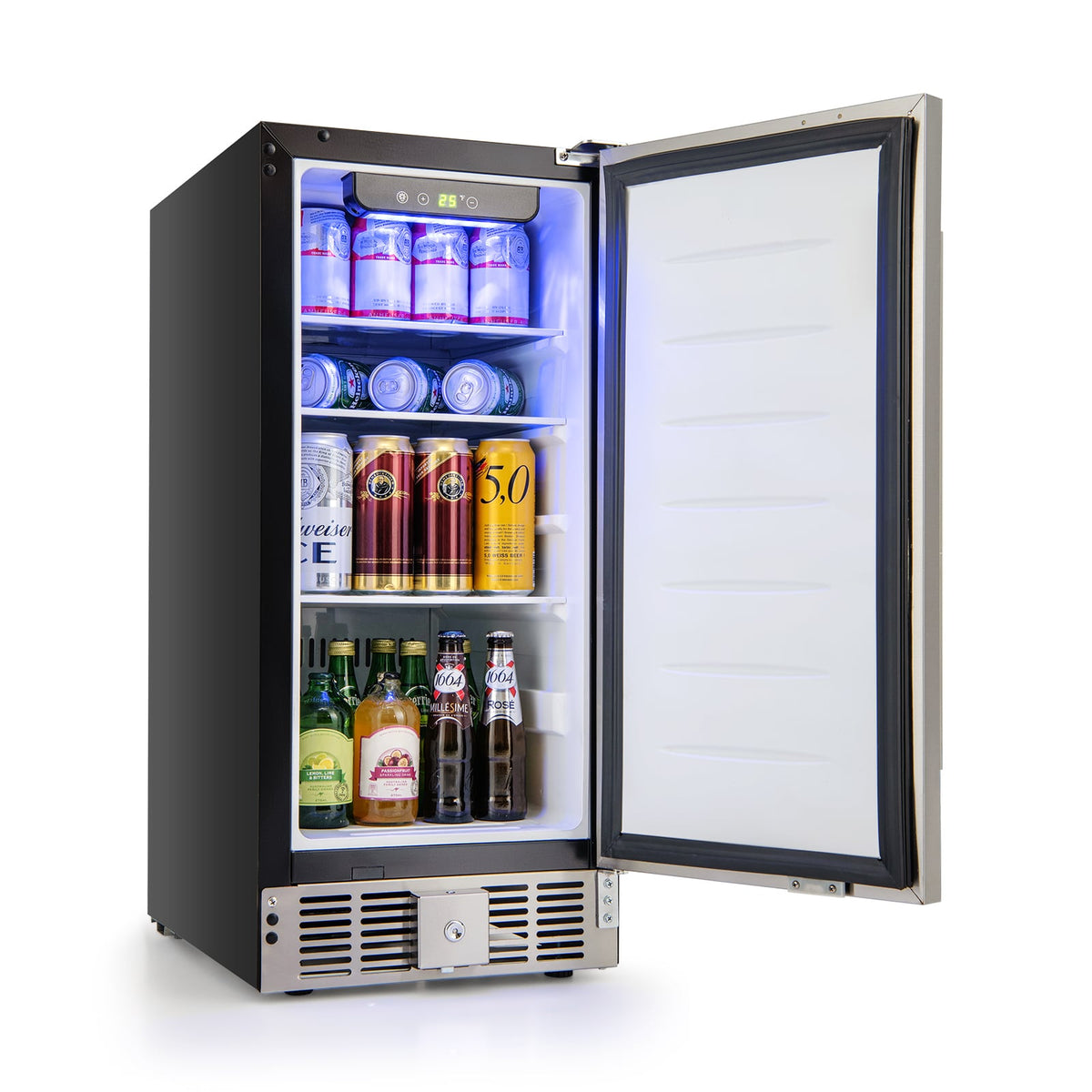 Compact Refrigerator with Adjustable Thermostat and Stainless Steel Door-Silver-Refrigerators-DECOROLALA