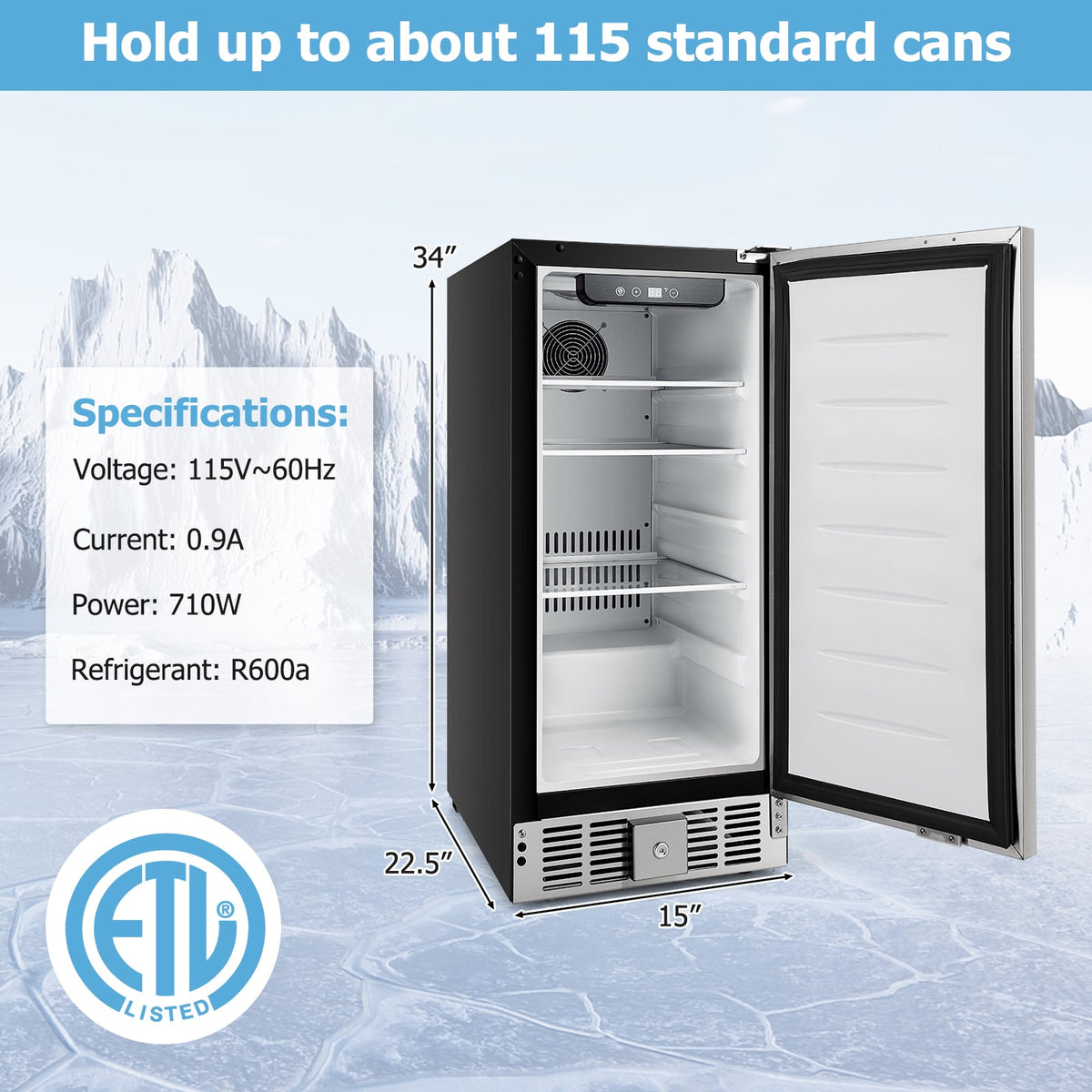 Compact Refrigerator with Adjustable Thermostat and Stainless Steel Door-Silver-Refrigerators-DECOROLALA