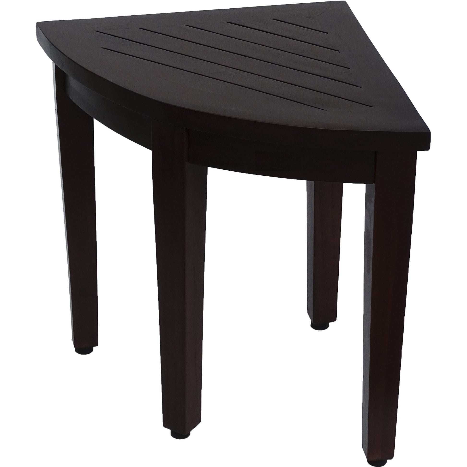 Compact Teak Corner Shower Or Outdoor Bench With Shelf In Brown Finish-Shower Benches-DECOROLALA