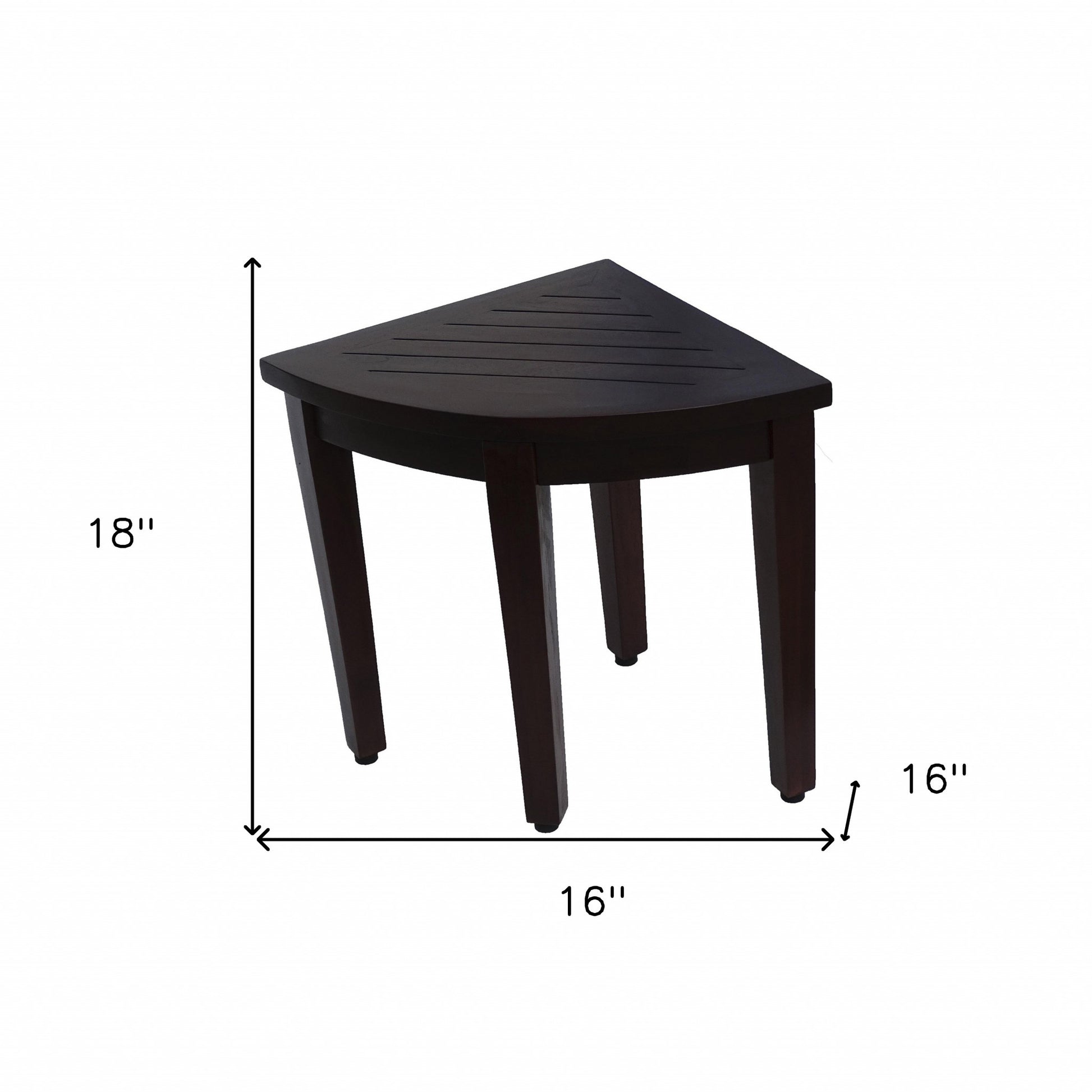 Compact Teak Corner Shower Or Outdoor Bench With Shelf In Brown Finish-Shower Benches-DECOROLALA