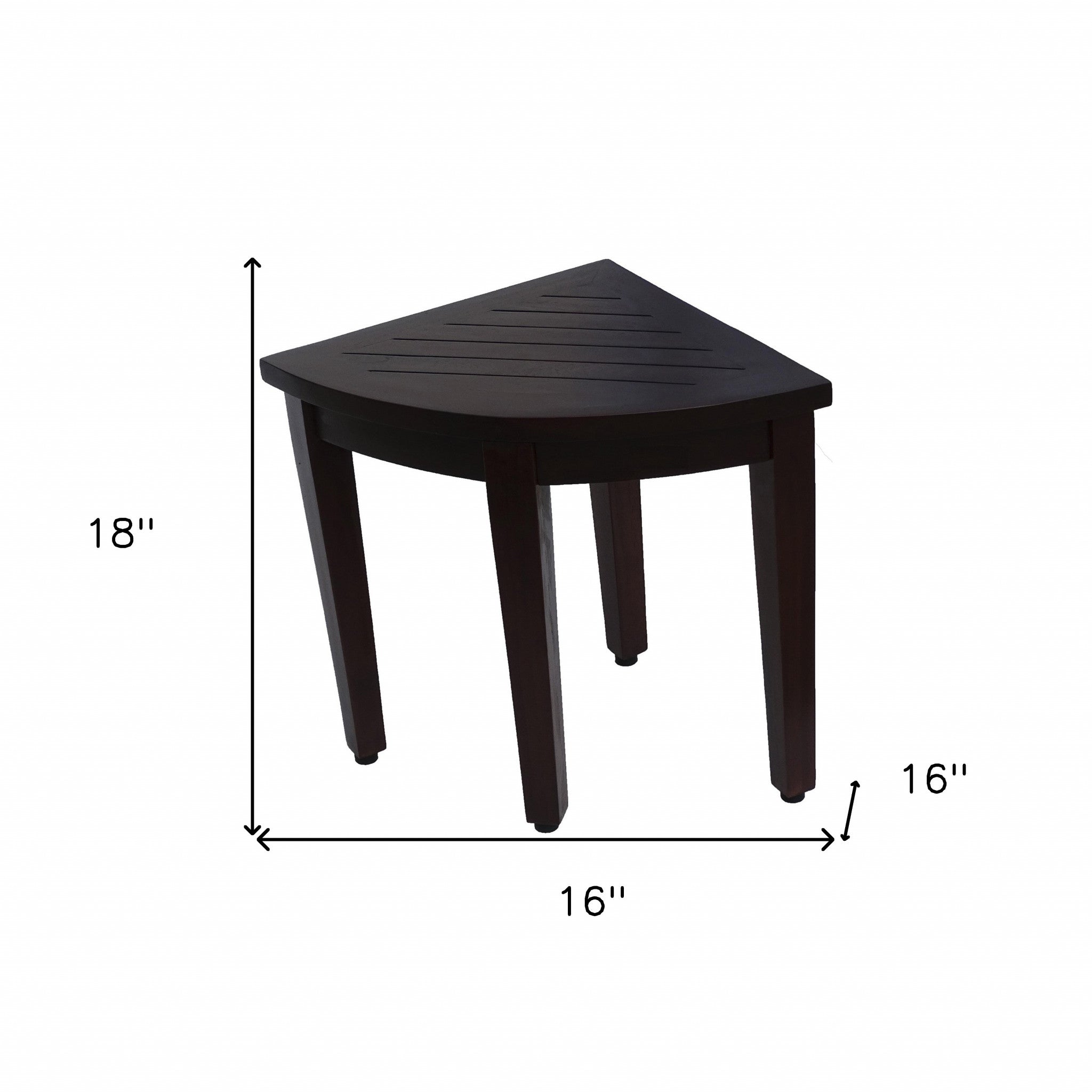 Compact Teak Corner Shower Or Outdoor Bench With Shelf In Brown Finish-Shower Benches-DECOROLALA