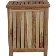 Compact Teak Laundy Storage With Removable Bag In Natural Finish-Dressers-DECOROLALA
