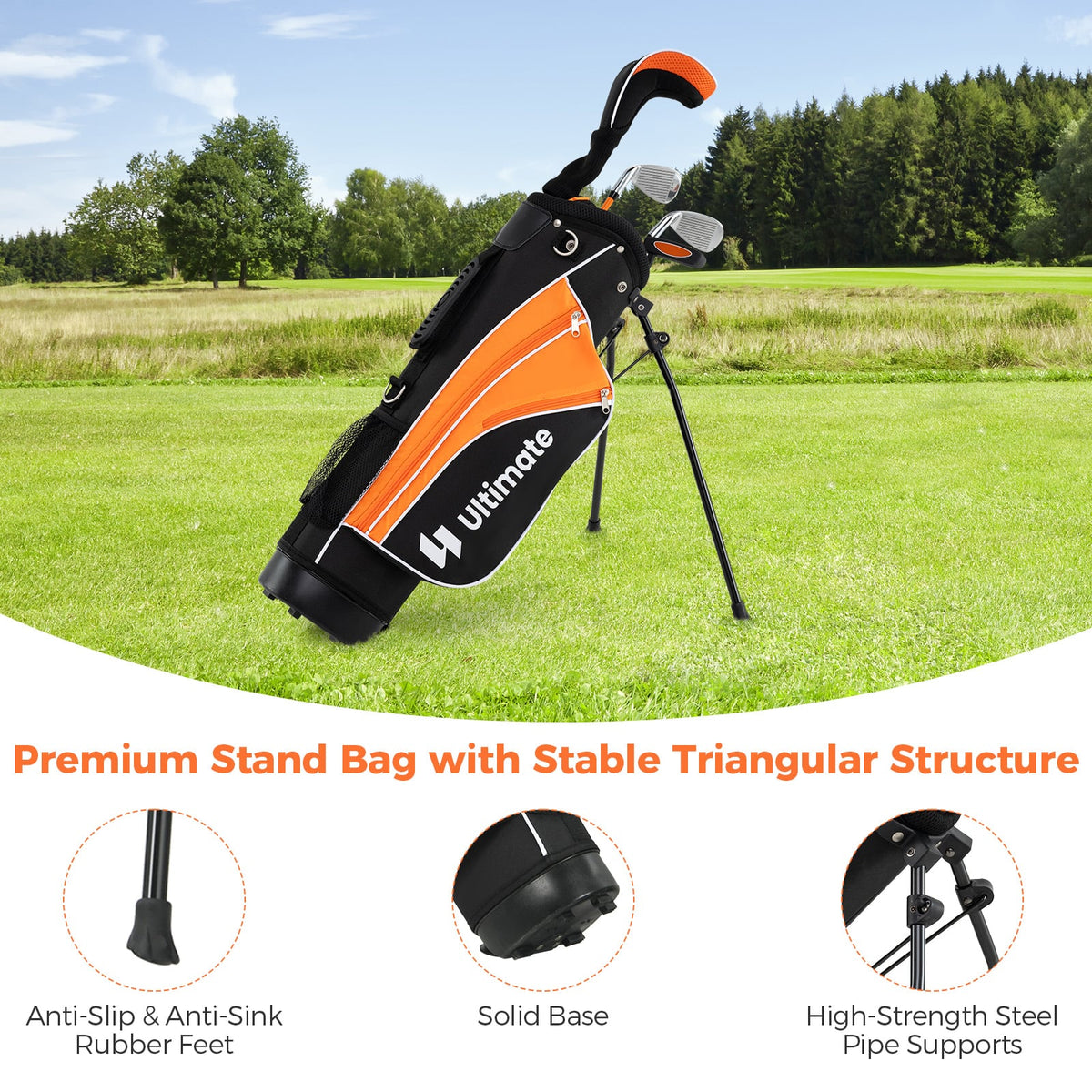 Complete Golf Club Set for Children Age 11-13-Orange-Golf-DECOROLALA