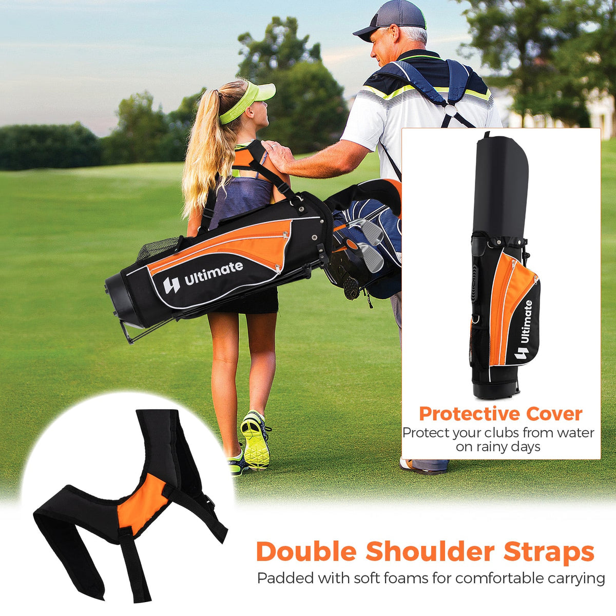 Complete Golf Club Set for Children Age 11-13-Orange-Golf-DECOROLALA