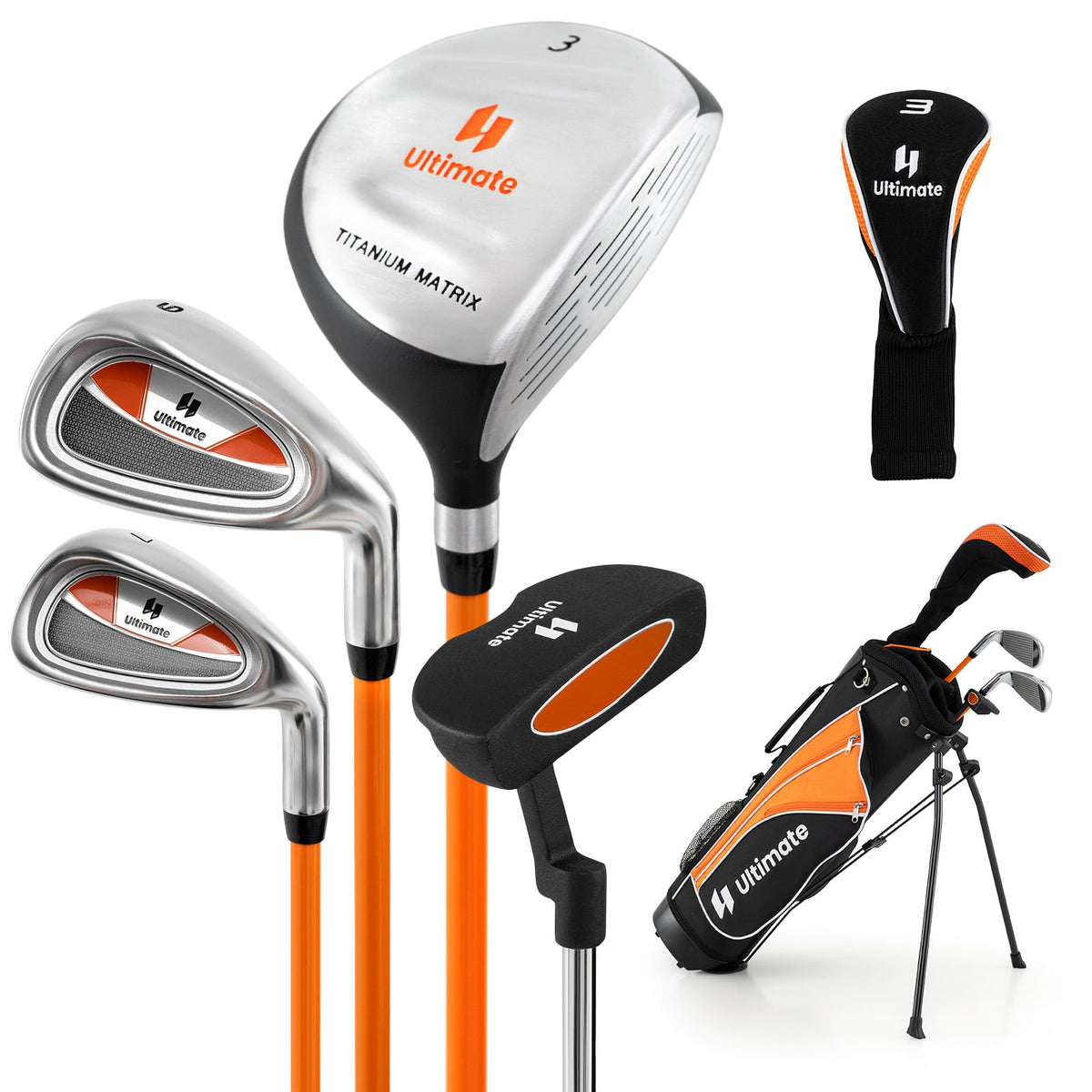 Complete Golf Club Set for Children Age 11-13-Orange-Golf-DECOROLALA