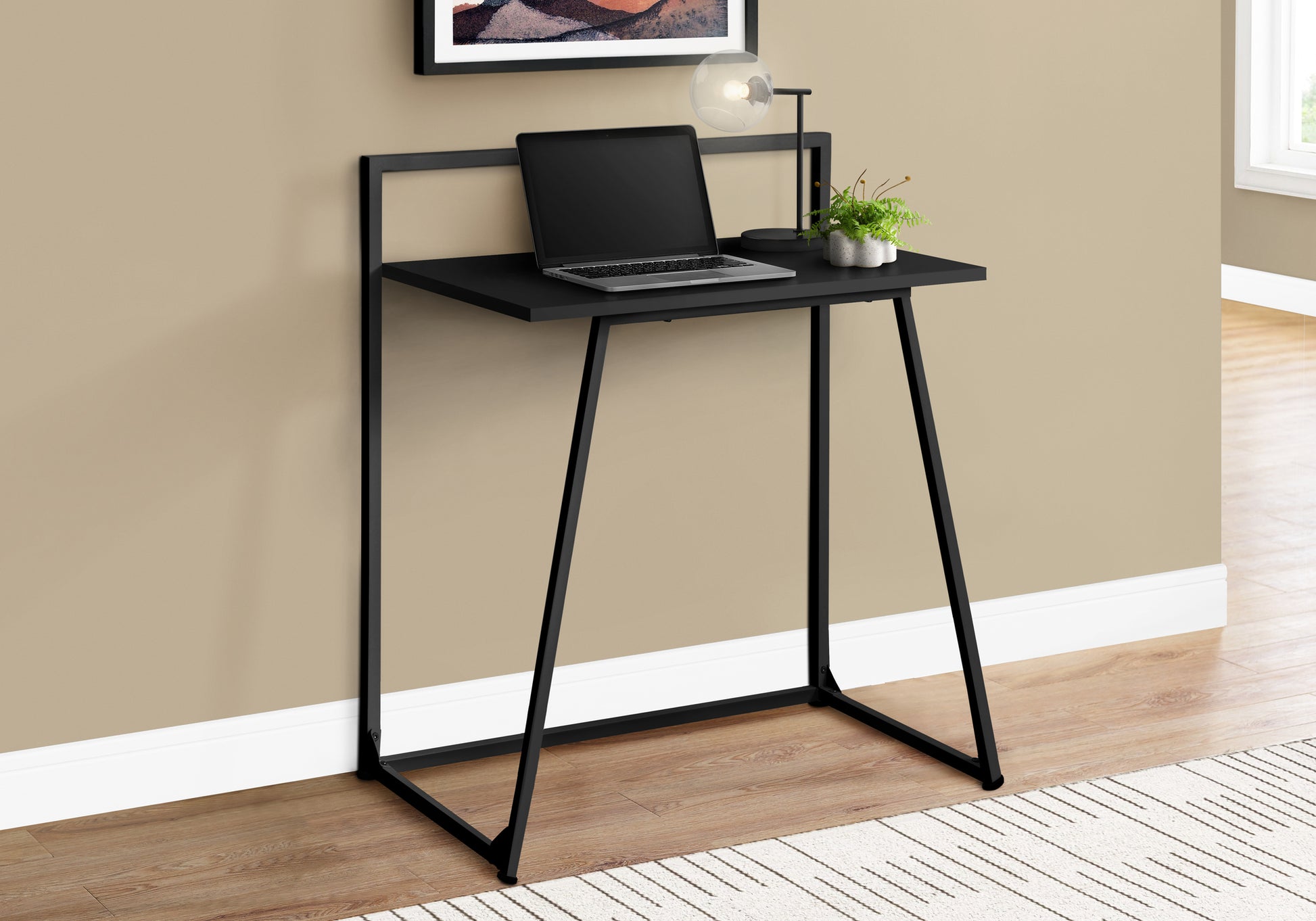 Computer Desk 30"L Black Laminate Metal Base-Computer Desk-DECOROLALA