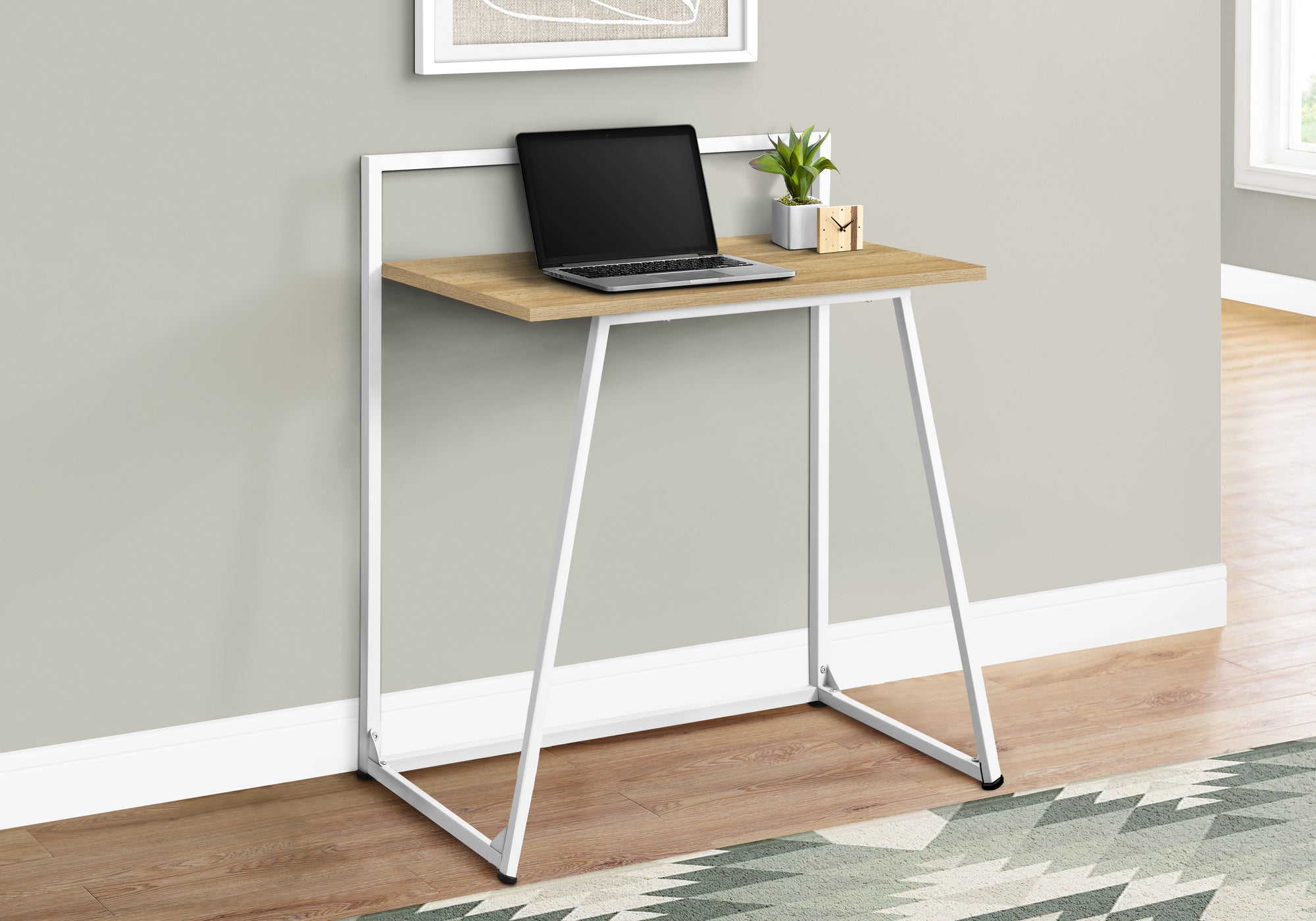 Computer Desk 30"L White Laminate Metal Base-Computer Desk-DECOROLALA