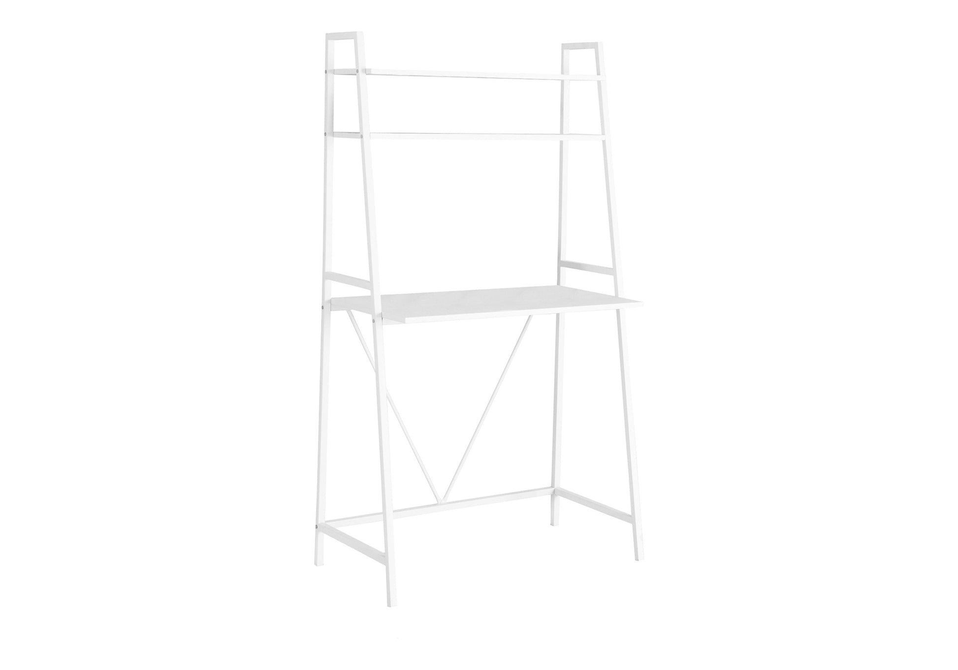 Computer Desk 32"L White Laminate with Shelves-Computer Desk-DECOROLALA