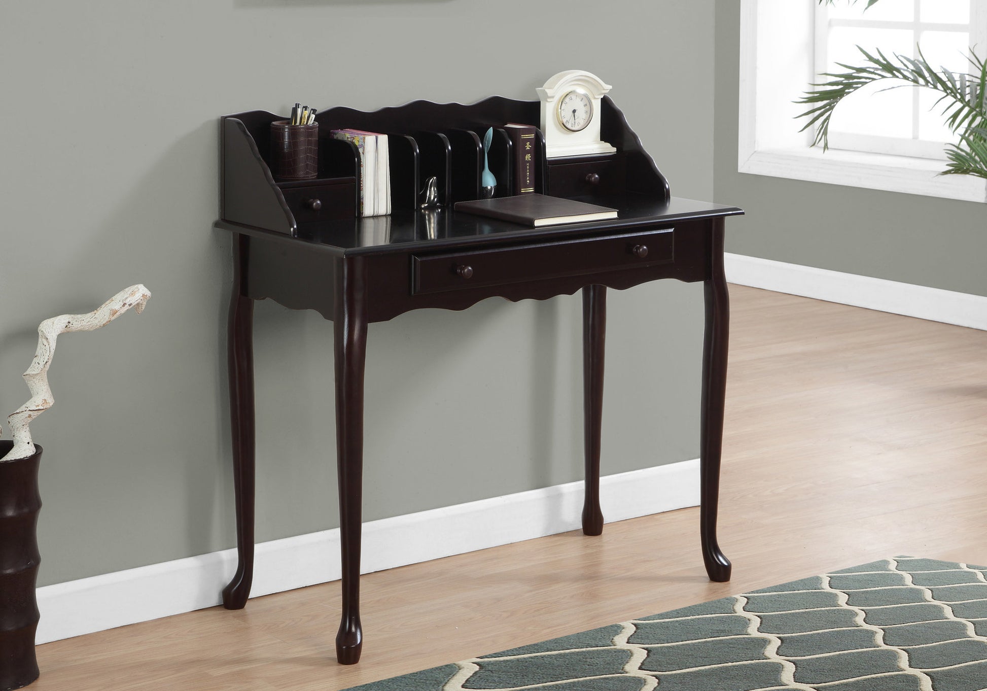 Computer Desk 36"L Dark Cherry Secretary Desk-Accent Table-DECOROLALA