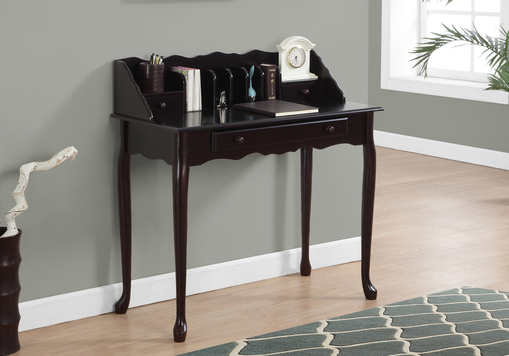Computer Desk 36"L Dark Cherry Secretary Desk-Accent Table-DECOROLALA