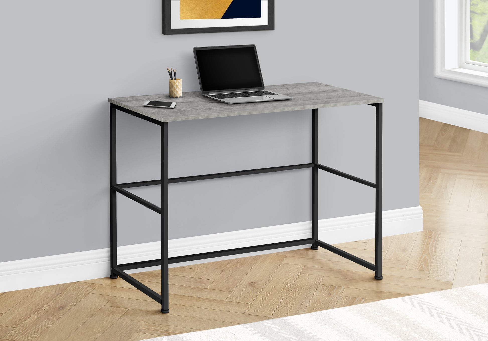 Computer Desk - 40"L / White / White Metal-Computer Desk-DECOROLALA