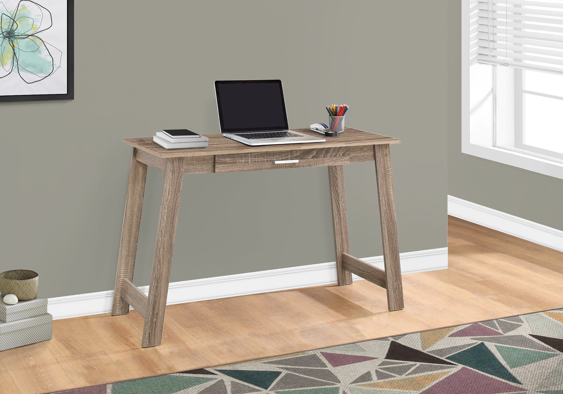 Computer Desk 42"L Espresso with Storage Drawer-Office Chair-DECOROLALA