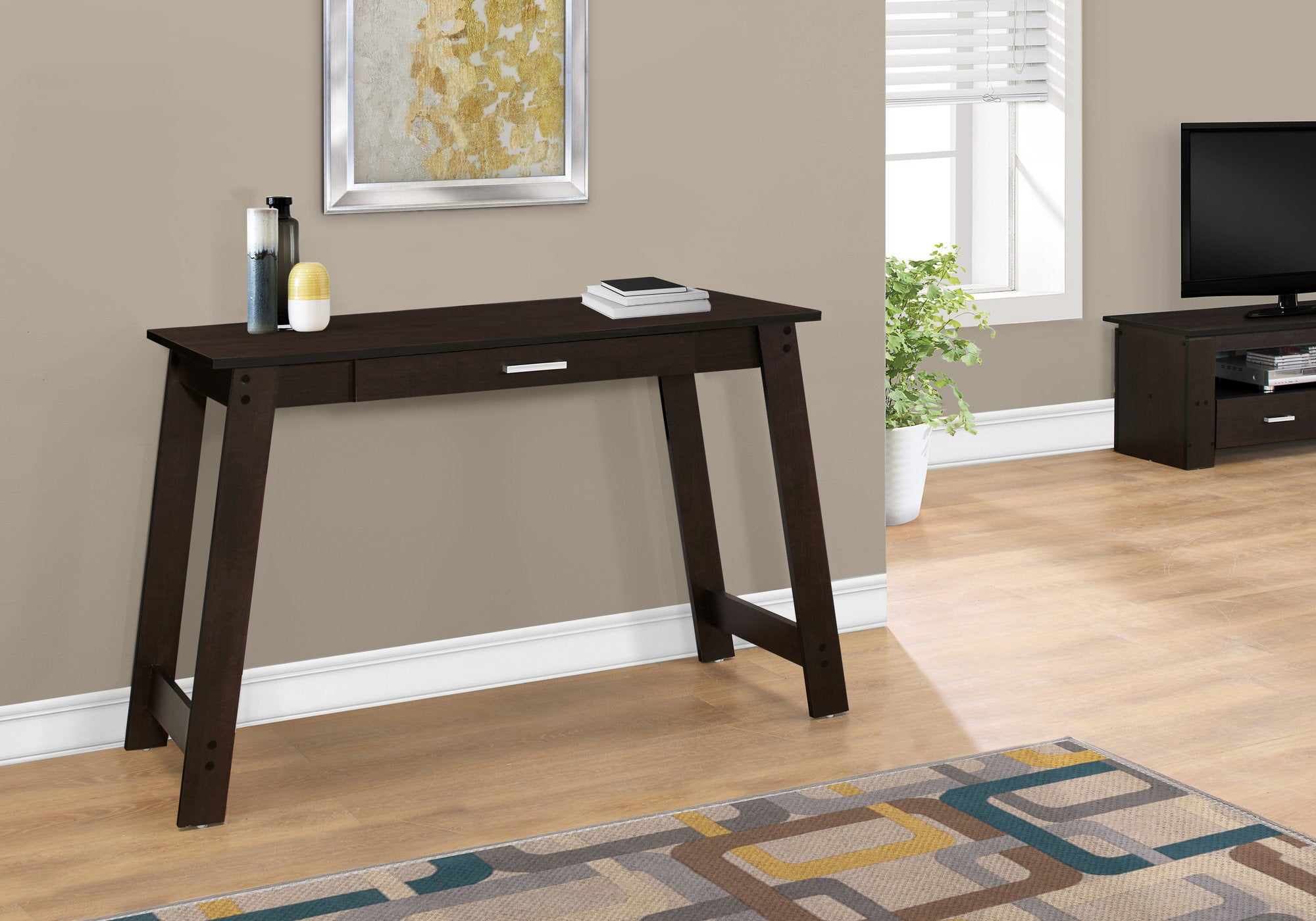 Computer Desk 42"L Espresso with Storage Drawer-Office Chair-DECOROLALA