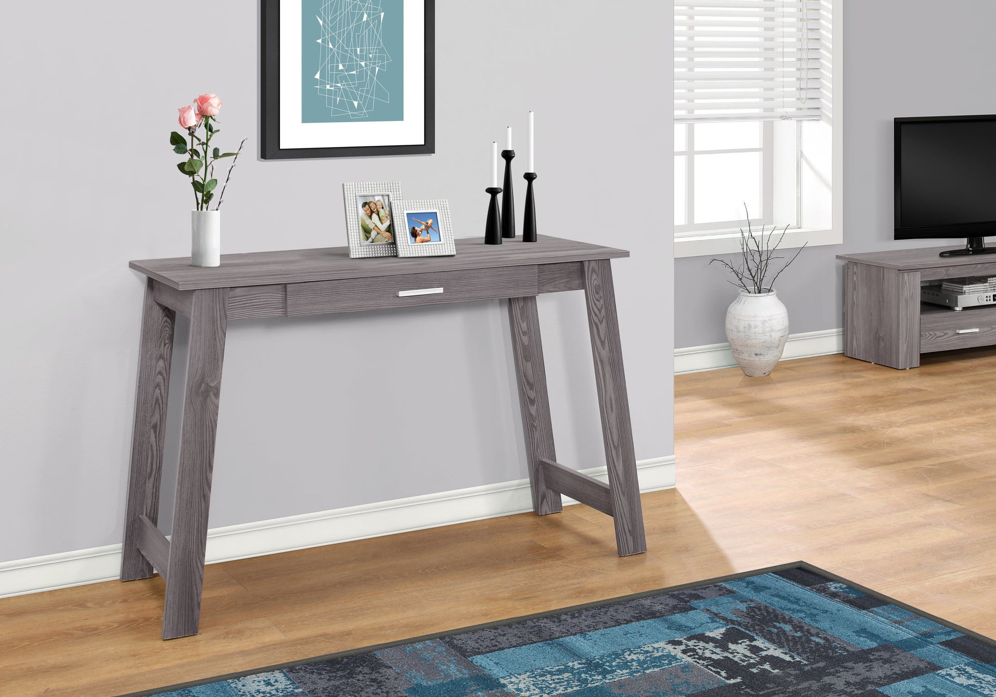 Computer Desk 42"L Espresso with Storage Drawer-Office Chair-DECOROLALA