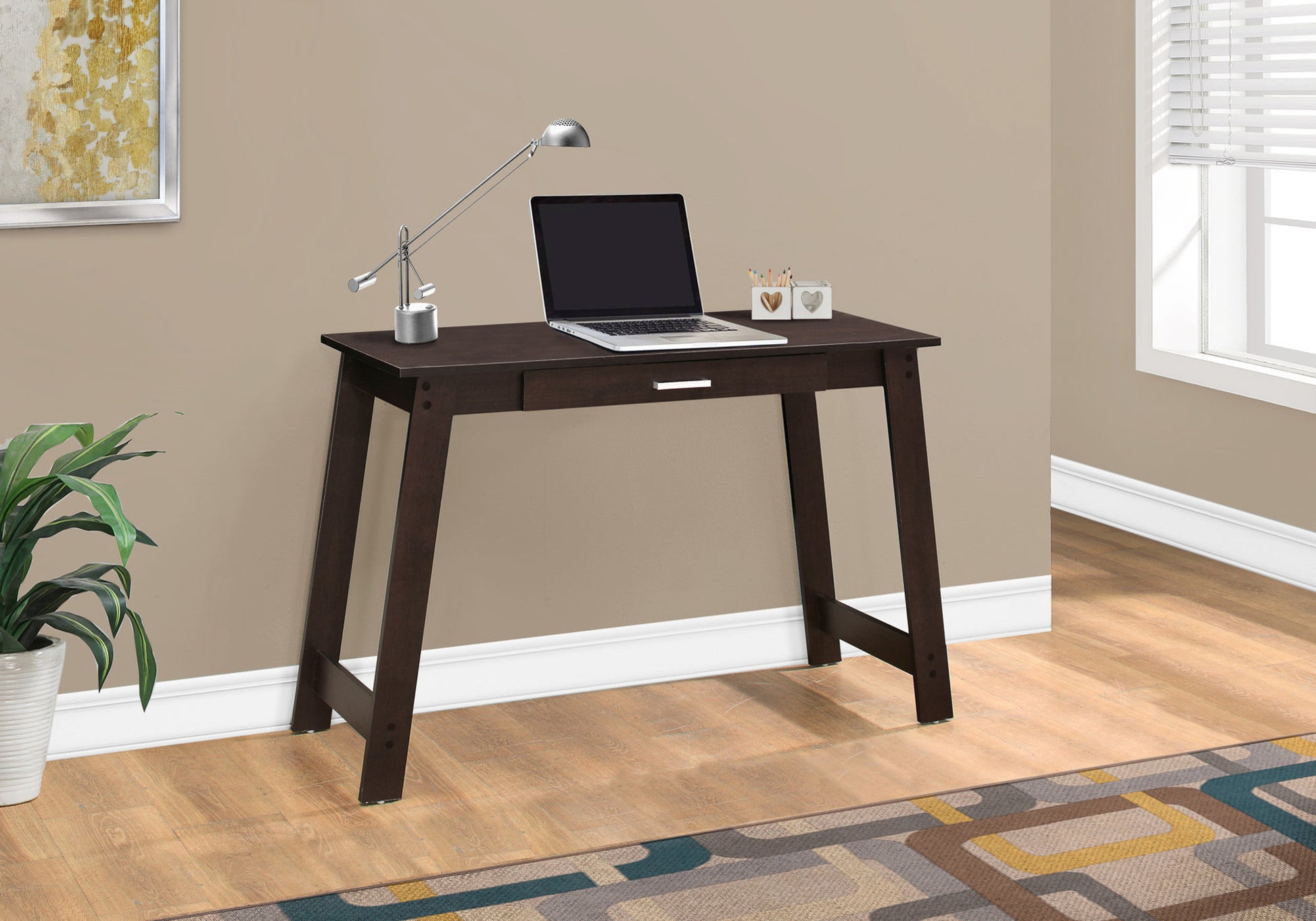 Computer Desk 42"L Espresso with Storage Drawer-Office Chair-DECOROLALA