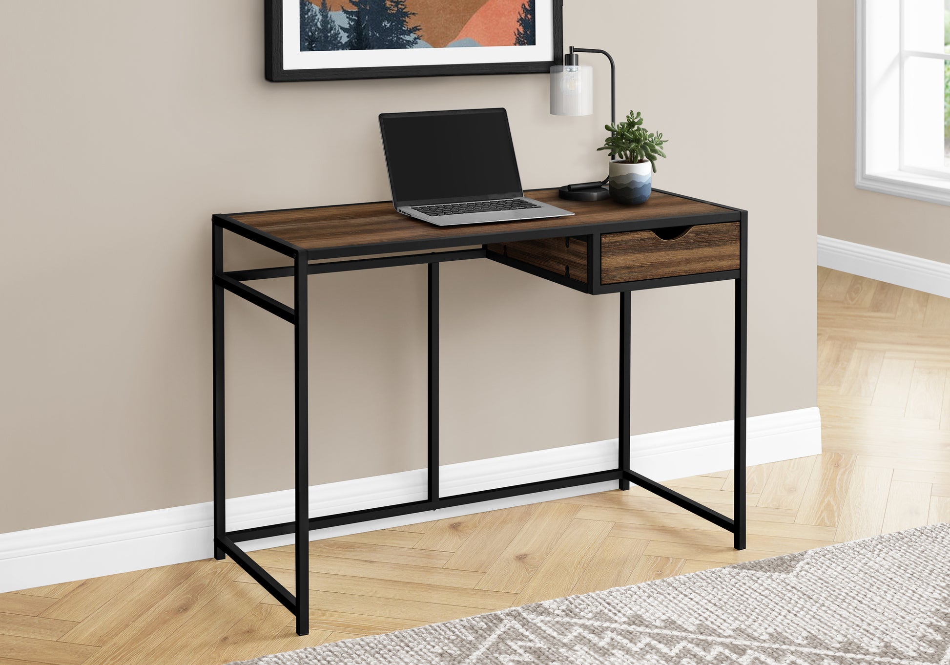 Computer Desk - 42"L / Grey / Dark Grey Metal-Computer Desk-DECOROLALA
