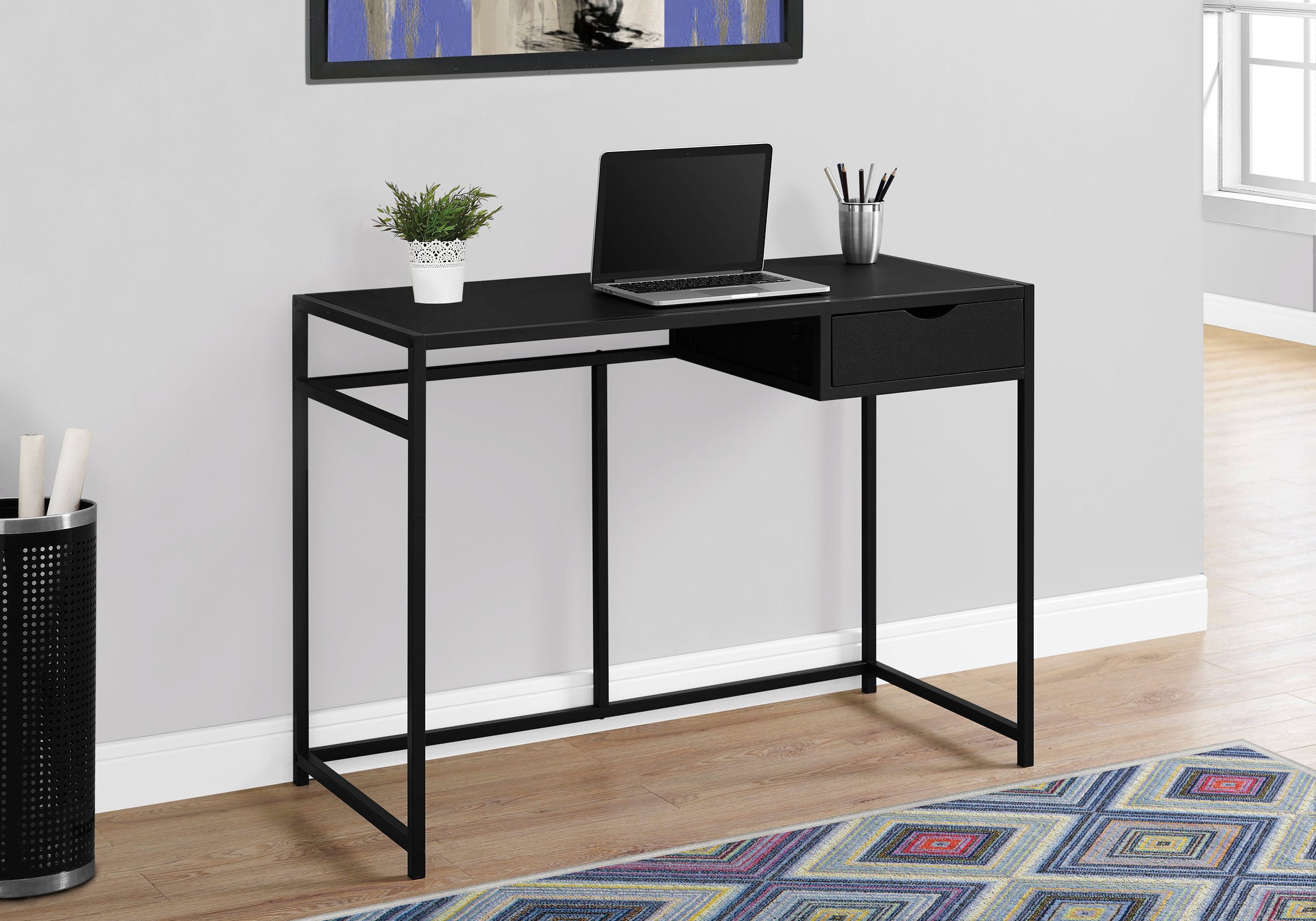 Computer Desk 42"L Grey with Storage Drawer-Computer Desk-DECOROLALA