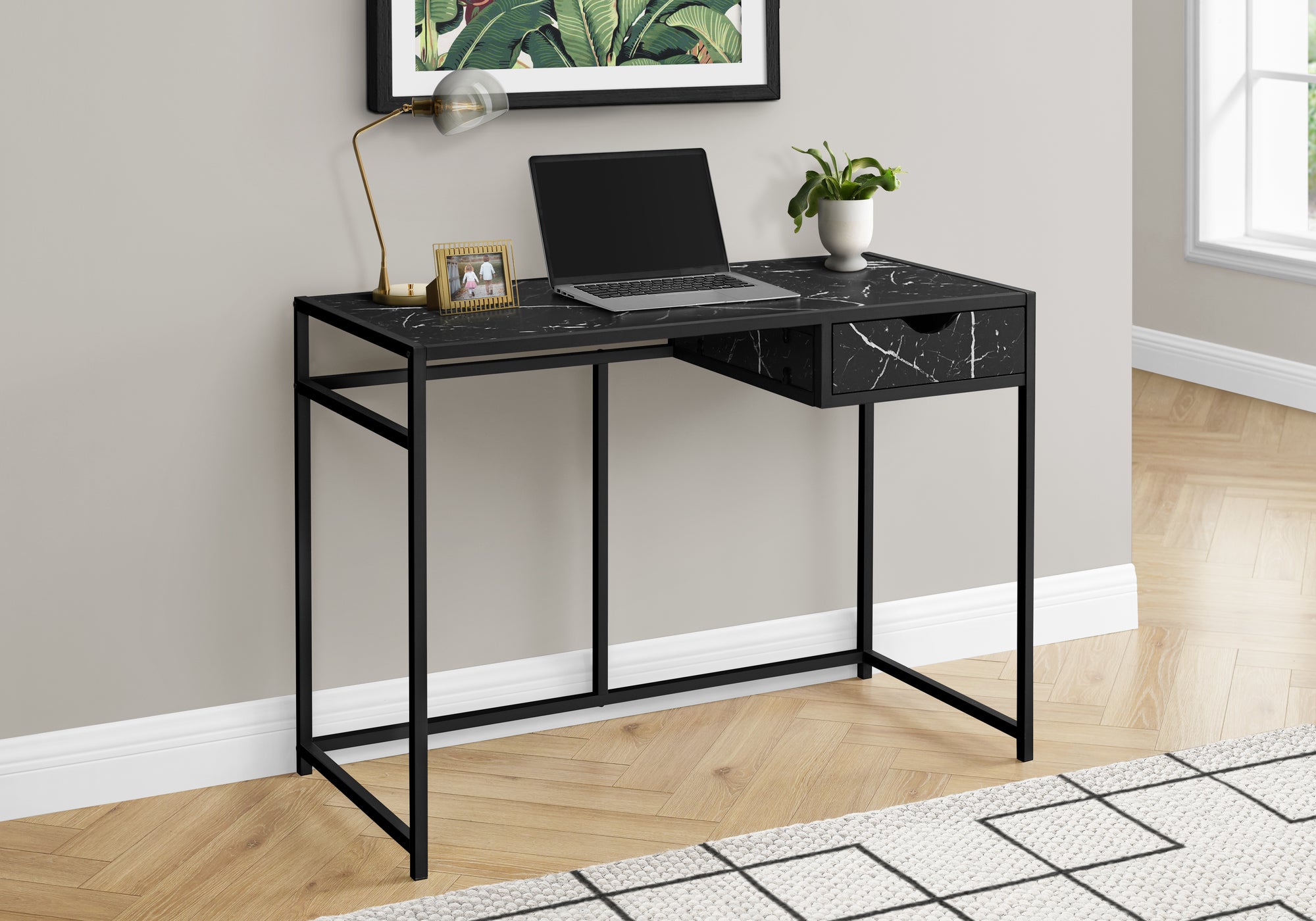 Computer Desk 42"L Grey with Storage Drawer-Computer Desk-DECOROLALA