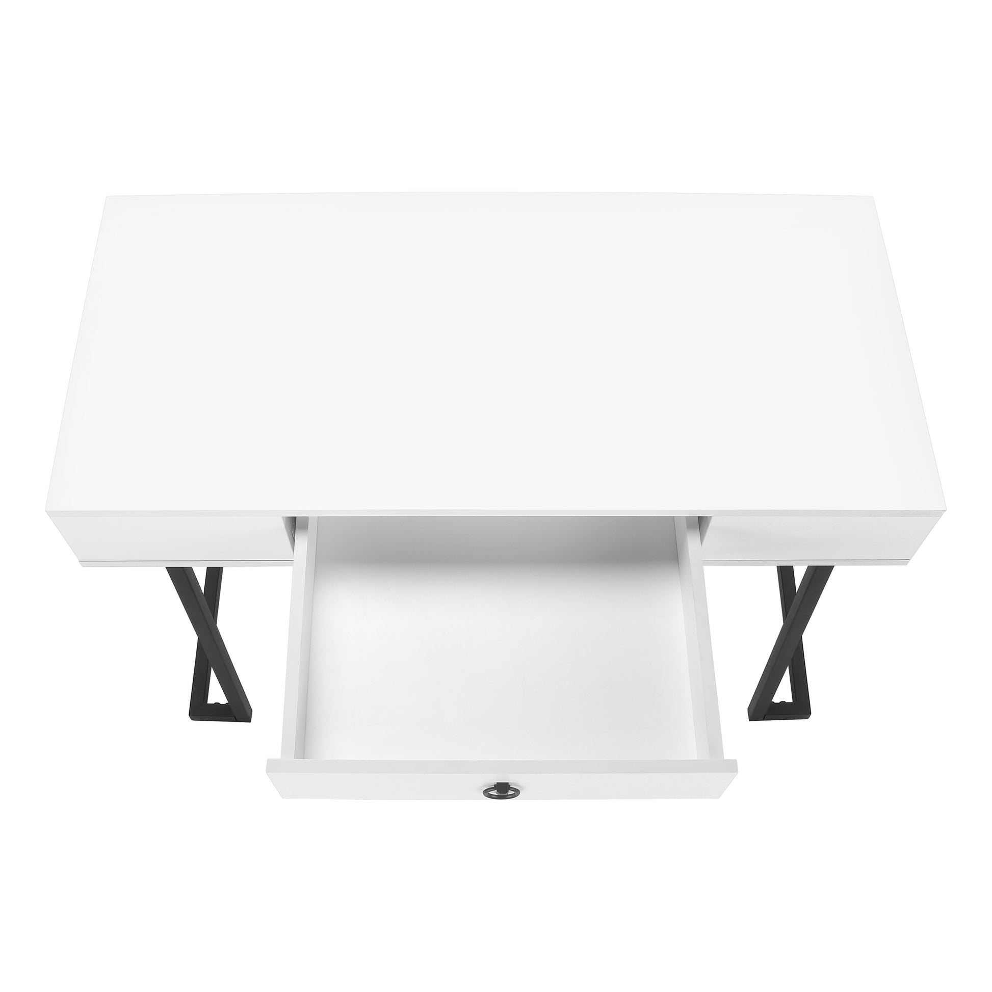 Computer Desk - 42"L / White / Black Metal-Computer Desk-DECOROLALA