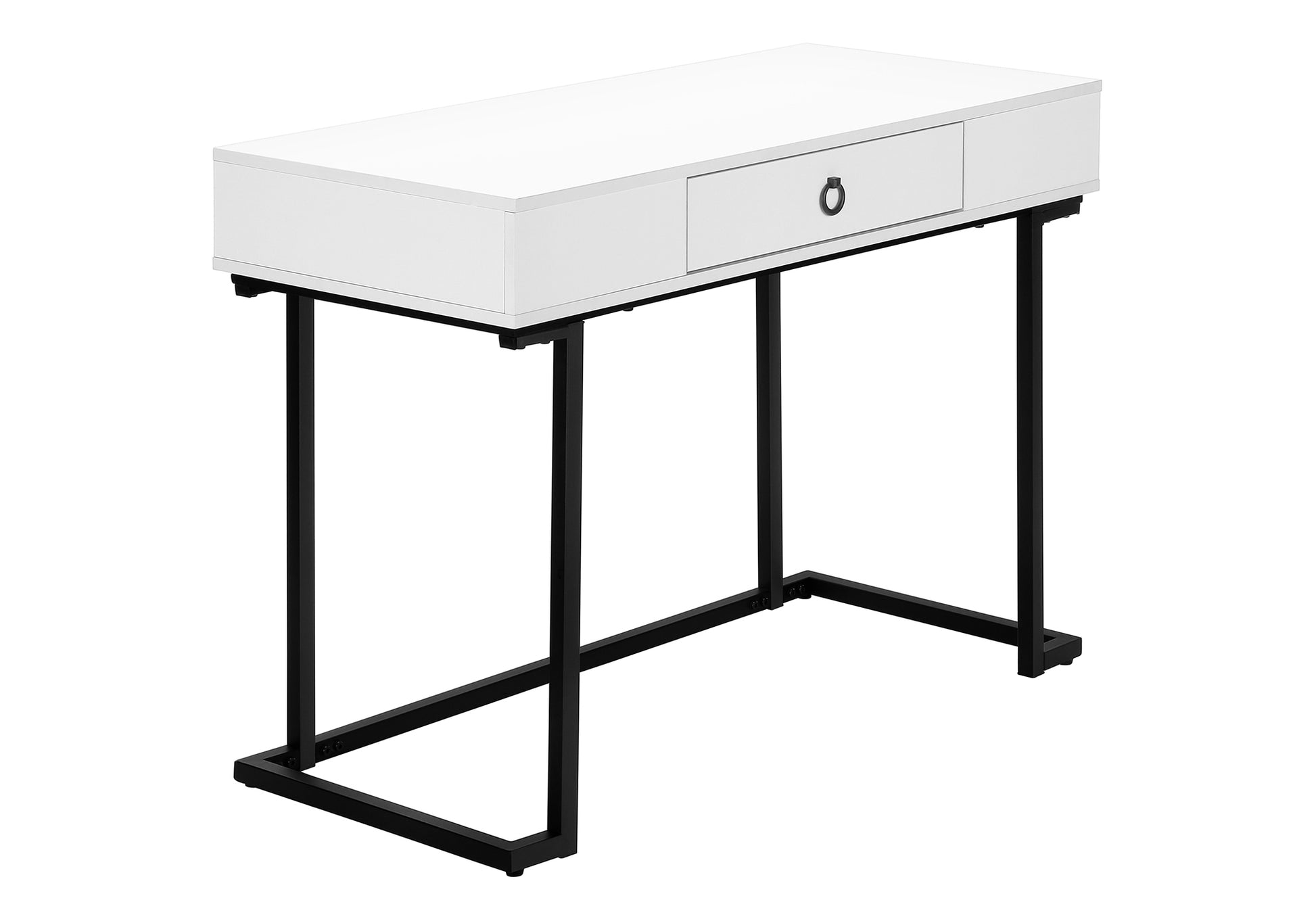 Computer Desk 42"L White with Black Metal Legs-Computer Desk-DECOROLALA